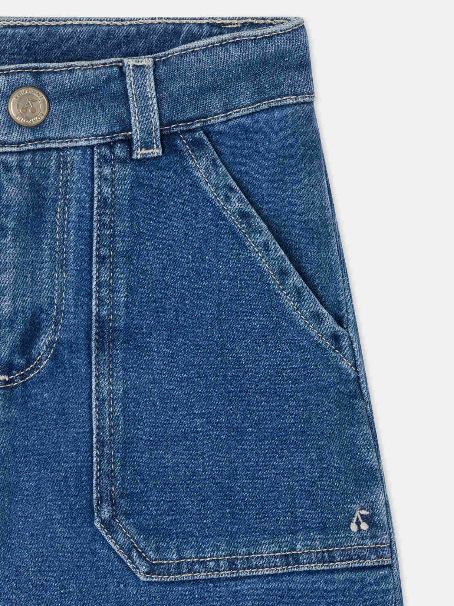 Jingle medium blue wide-leg denim trousers in organic cotton - Image 3