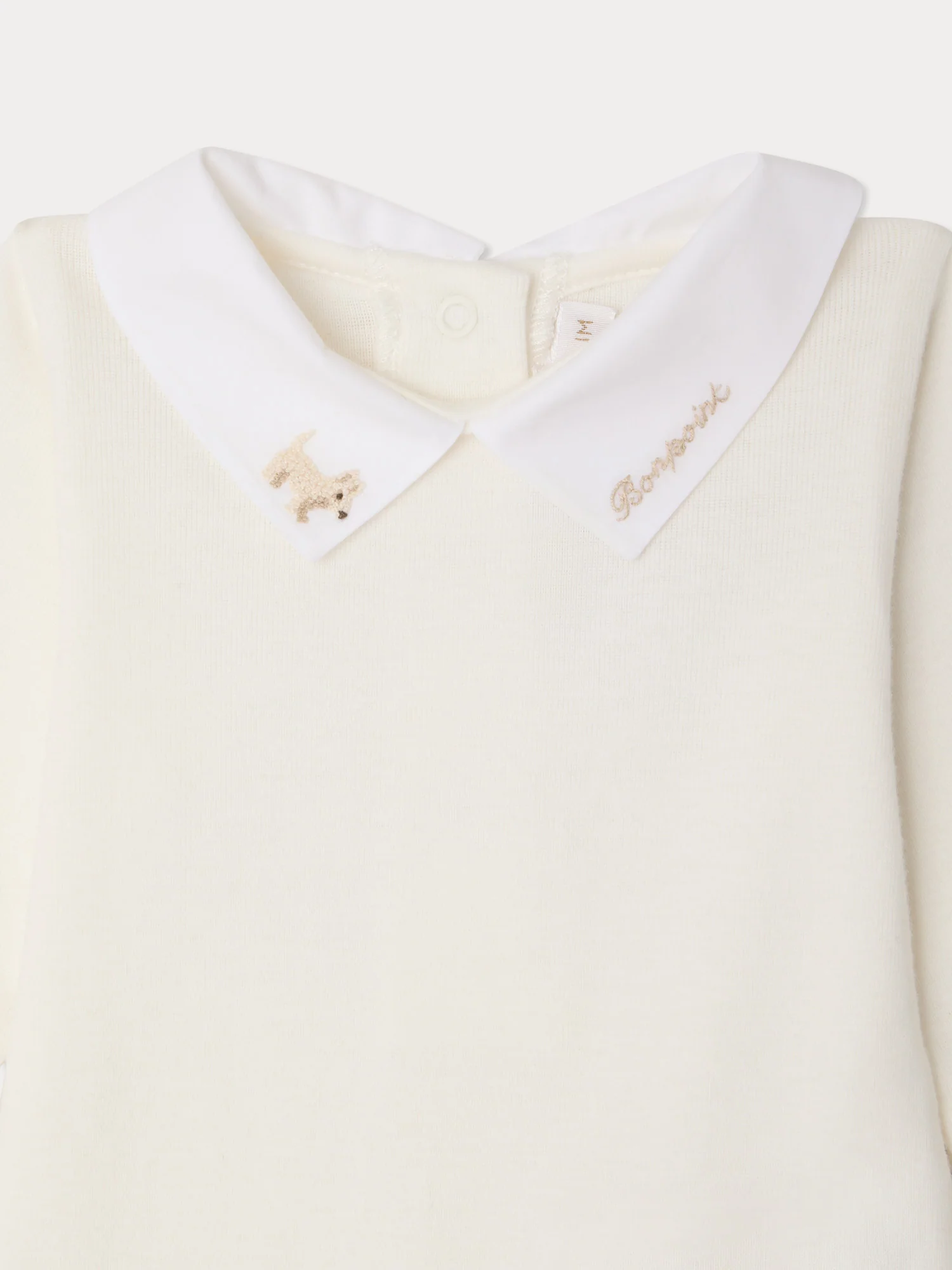 Juillet bodysuit with hand-embroidered dog in organic cotton - Image 3