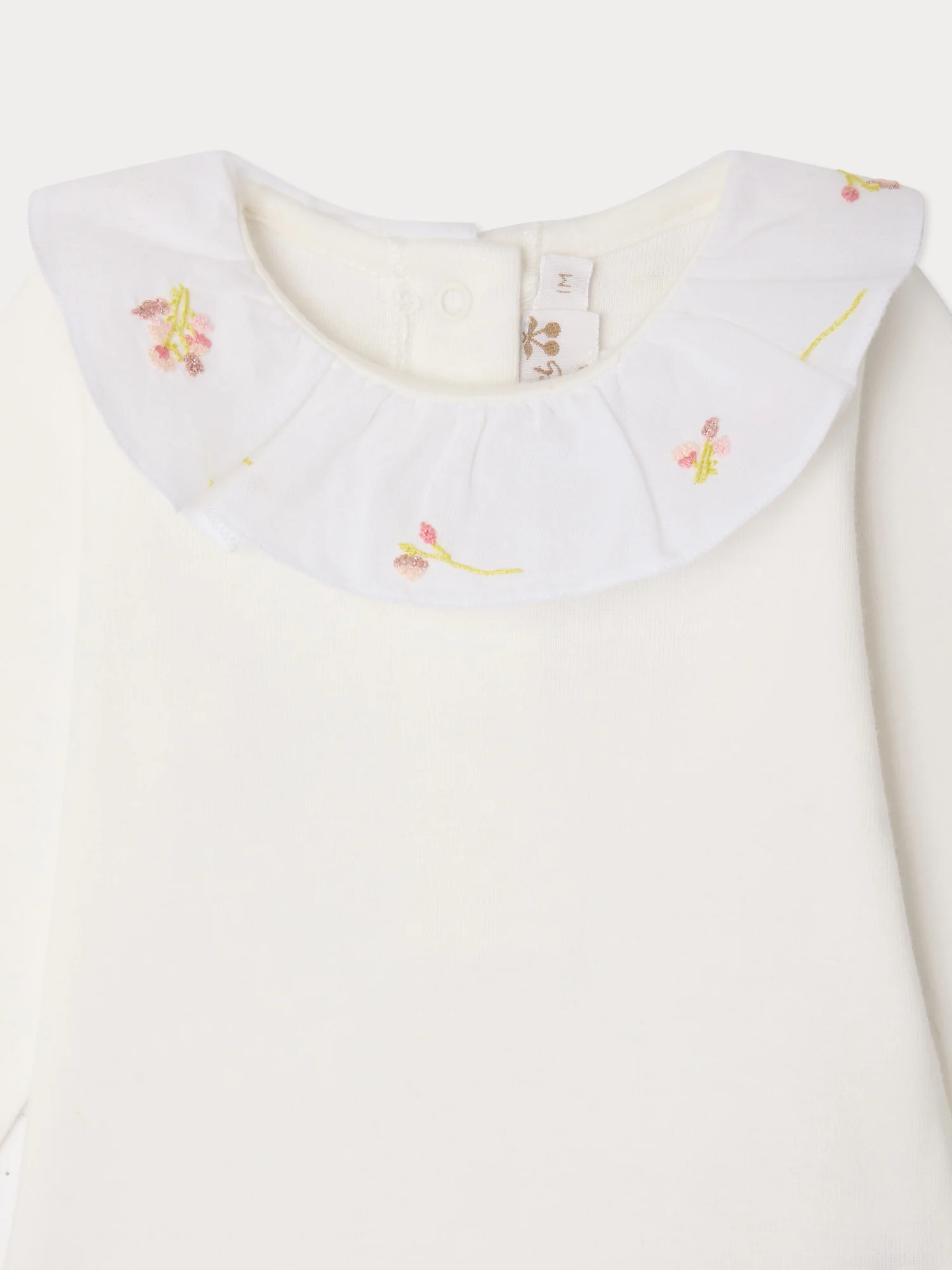 June bodysuit with hand-embroidered flowers in organic cotton - Image 3