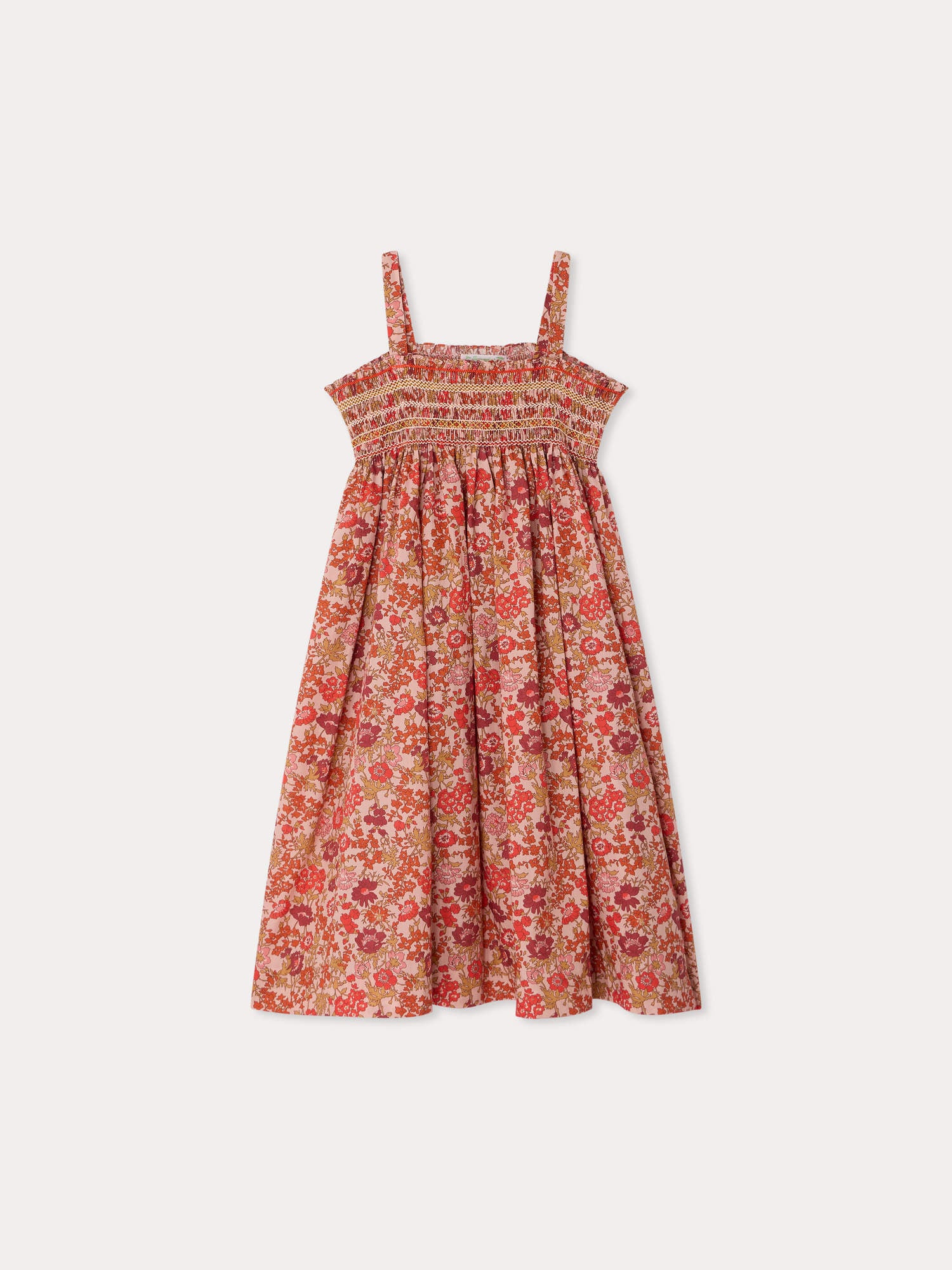Labaille smocked and hand-embroidered dress in Liberty organic cotton fabric - Image 2