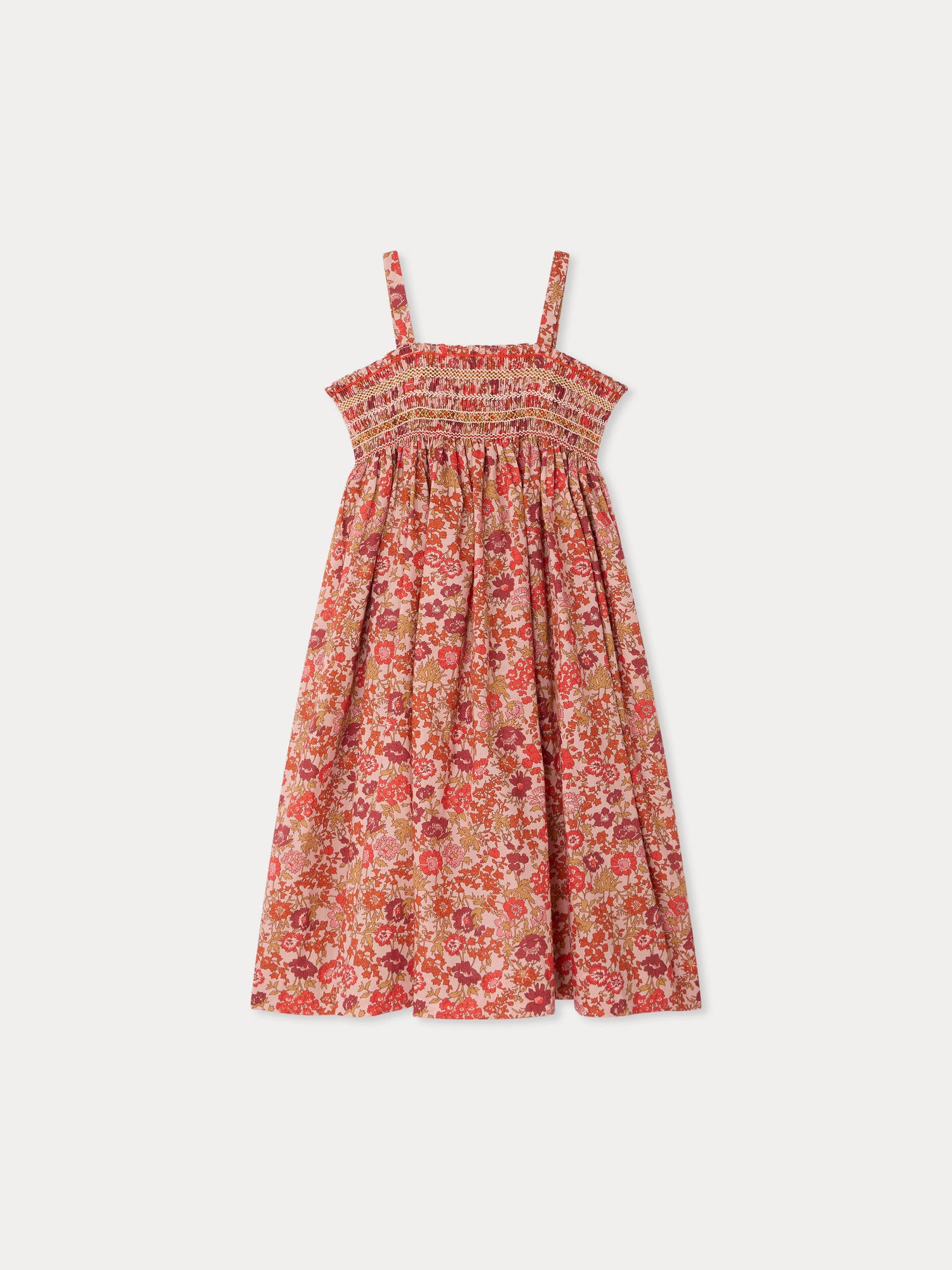 Labaille smocked and hand-embroidered dress in Liberty organic cotton fabric - Image 3