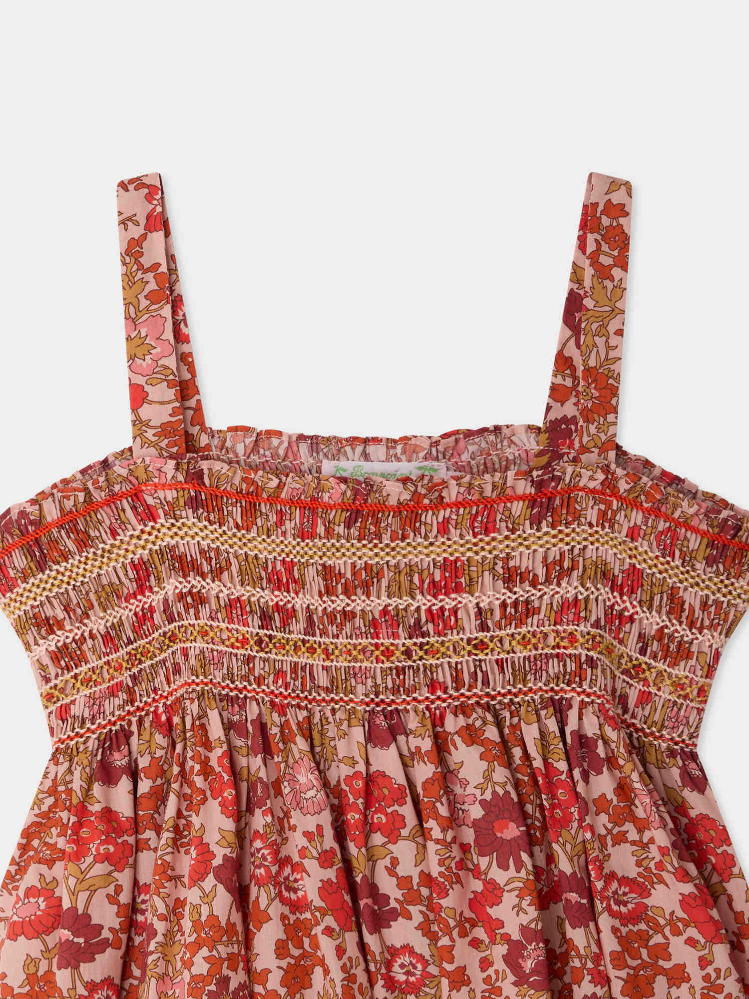Labaille smocked and hand-embroidered dress in Liberty organic cotton fabric - Image 4