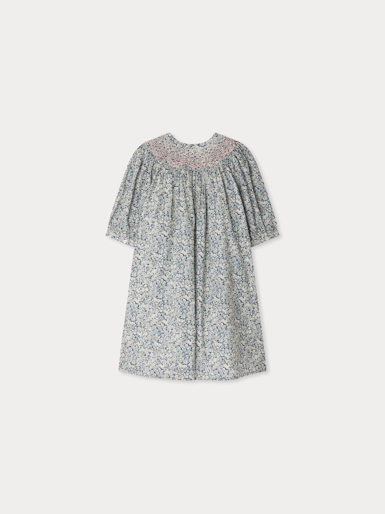 Ladwiga smocked and hand-embroidered dress in Liberty organic cotton fabric - Image 2