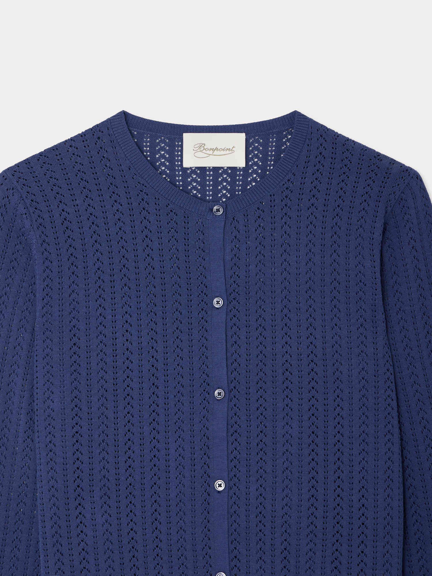 Laeliane cardigan with round neck and pointelle knit in organic cotton - Image 3