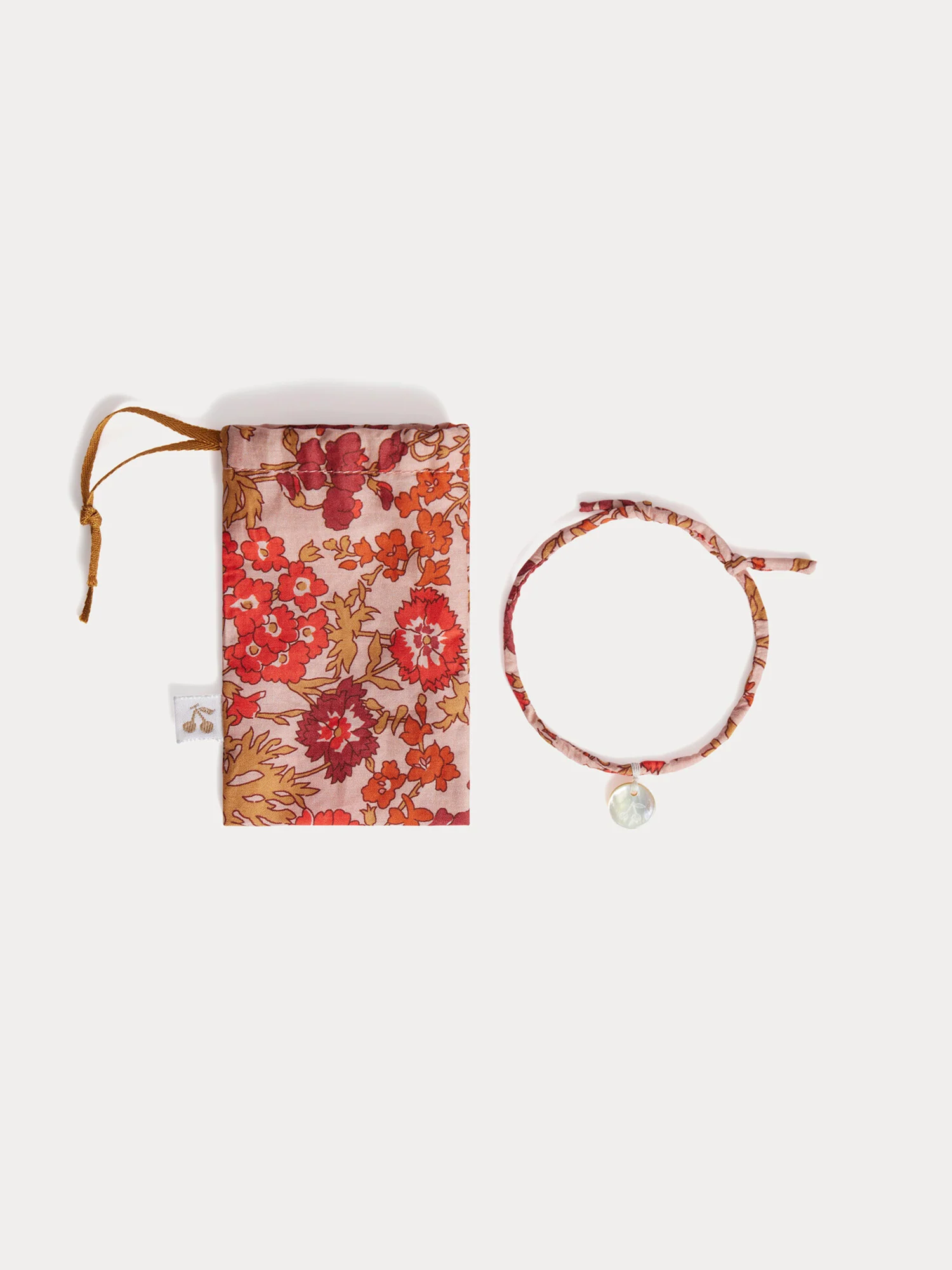 Laiken bracelet with pink flowers in Liberty organic cotton fabric - Image 3
