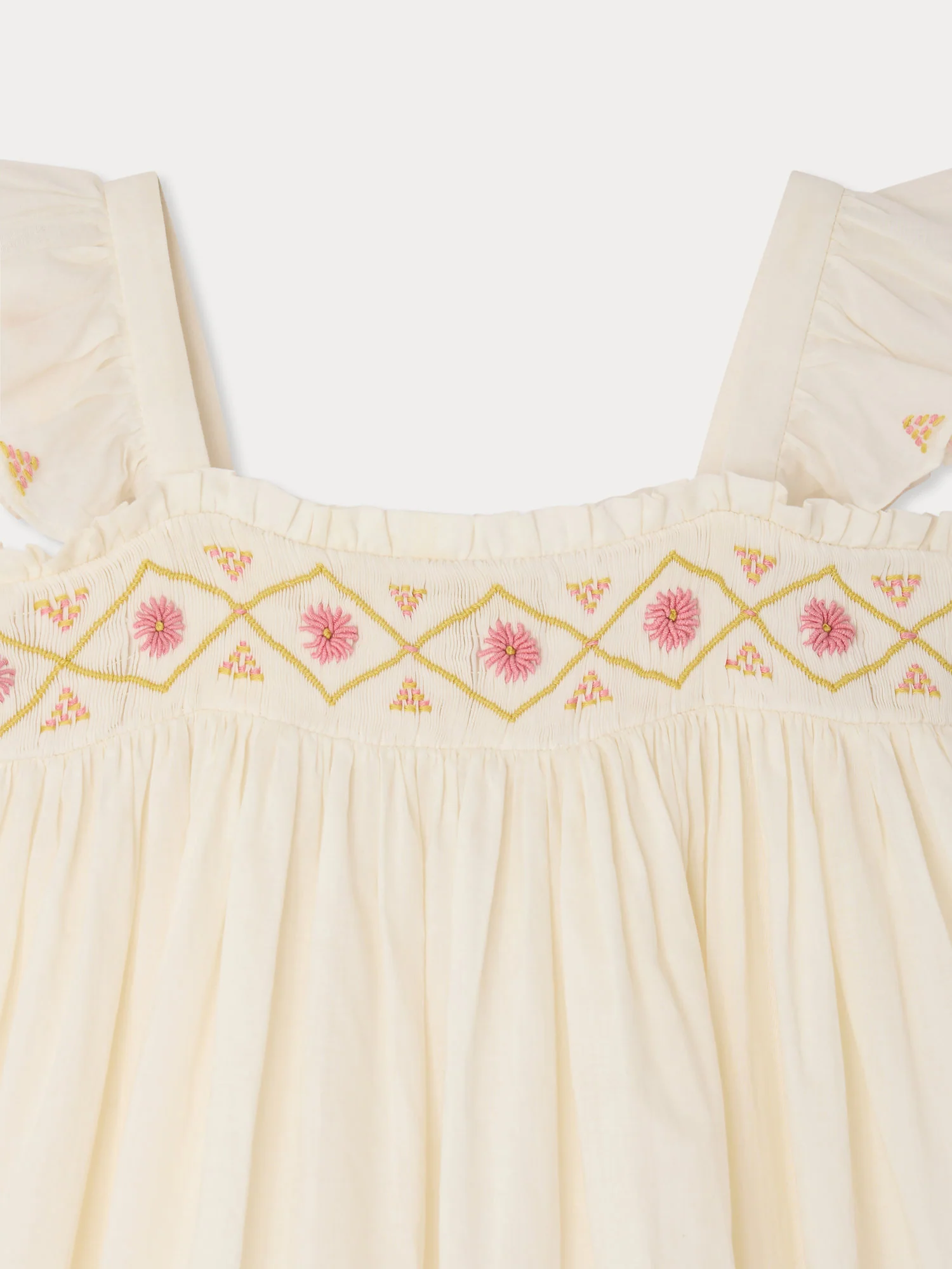 Laora dress smocked and hand-embroidered in organic cotton - Image 4