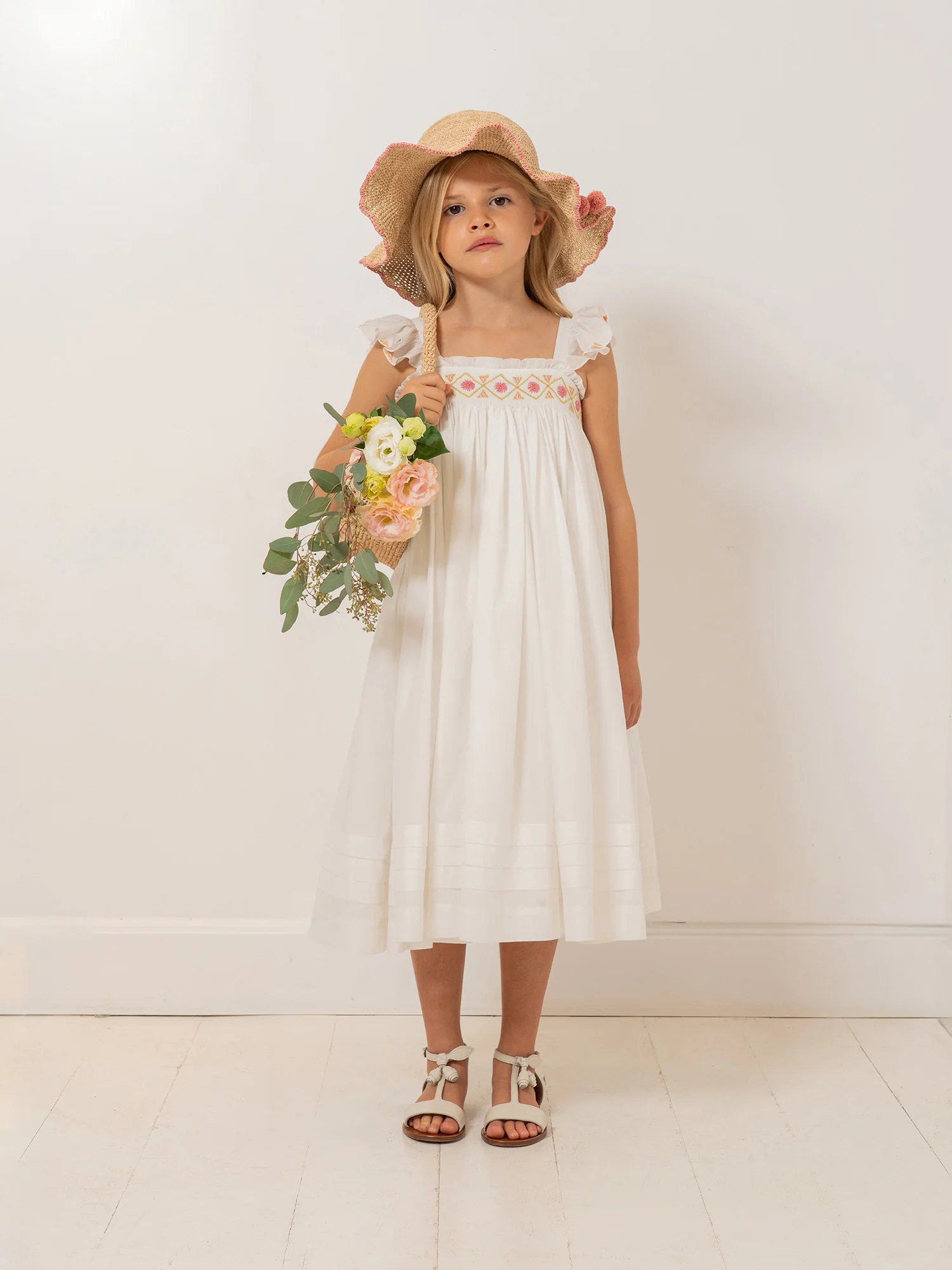 Laora dress smocked and hand-embroidered in organic cotton - Image 5