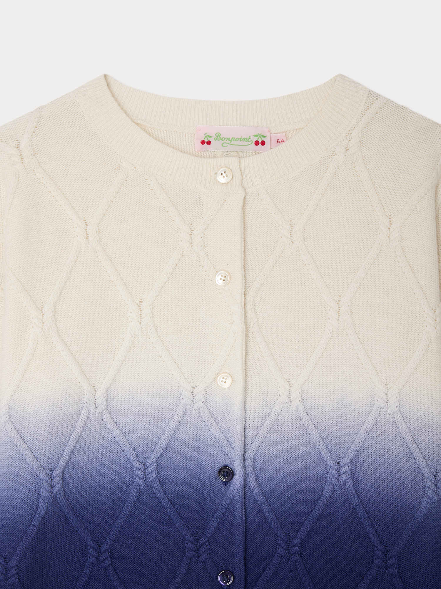 Larelle cardigan with round neck and cable knit in organic cotton and cashmere - Image 3