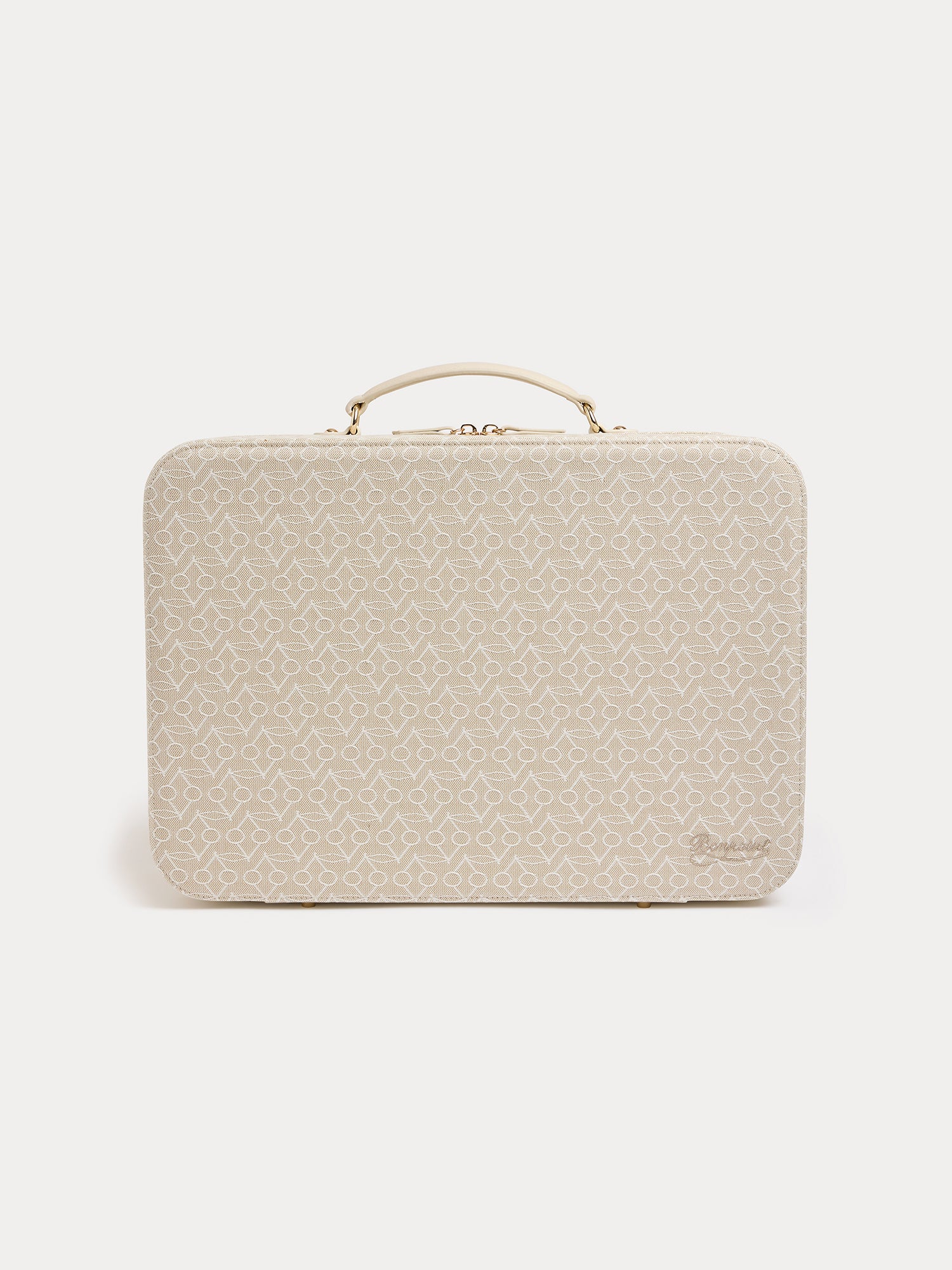 Large Devote suitcase with woven cherry motif in cotton