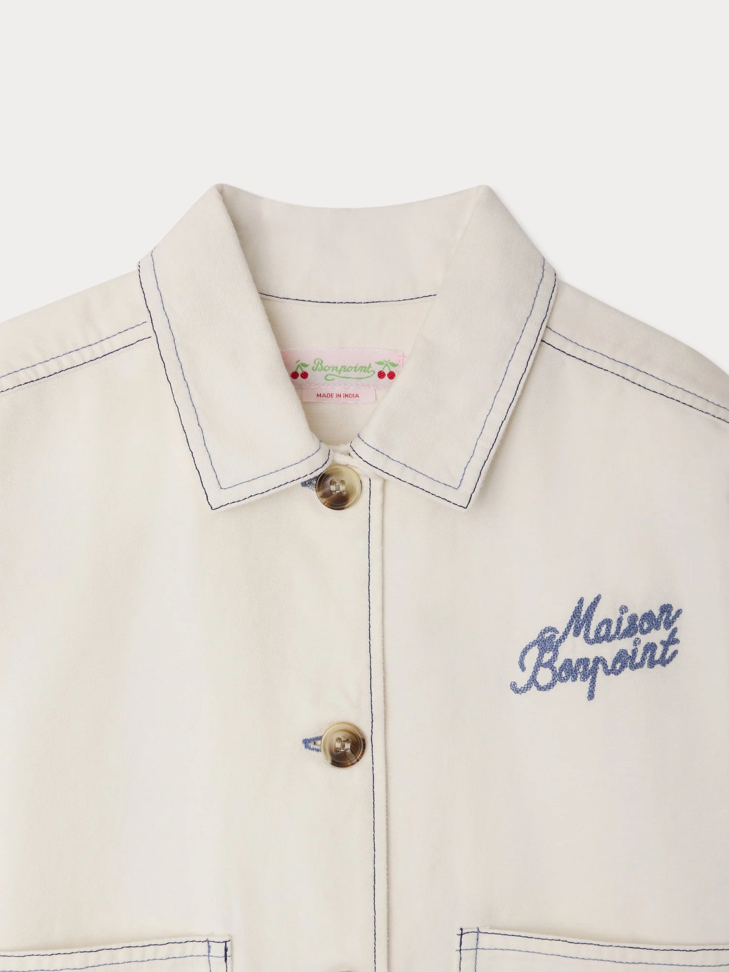 Larity denim jacket with contrast stitching in organic cotton - Image 4