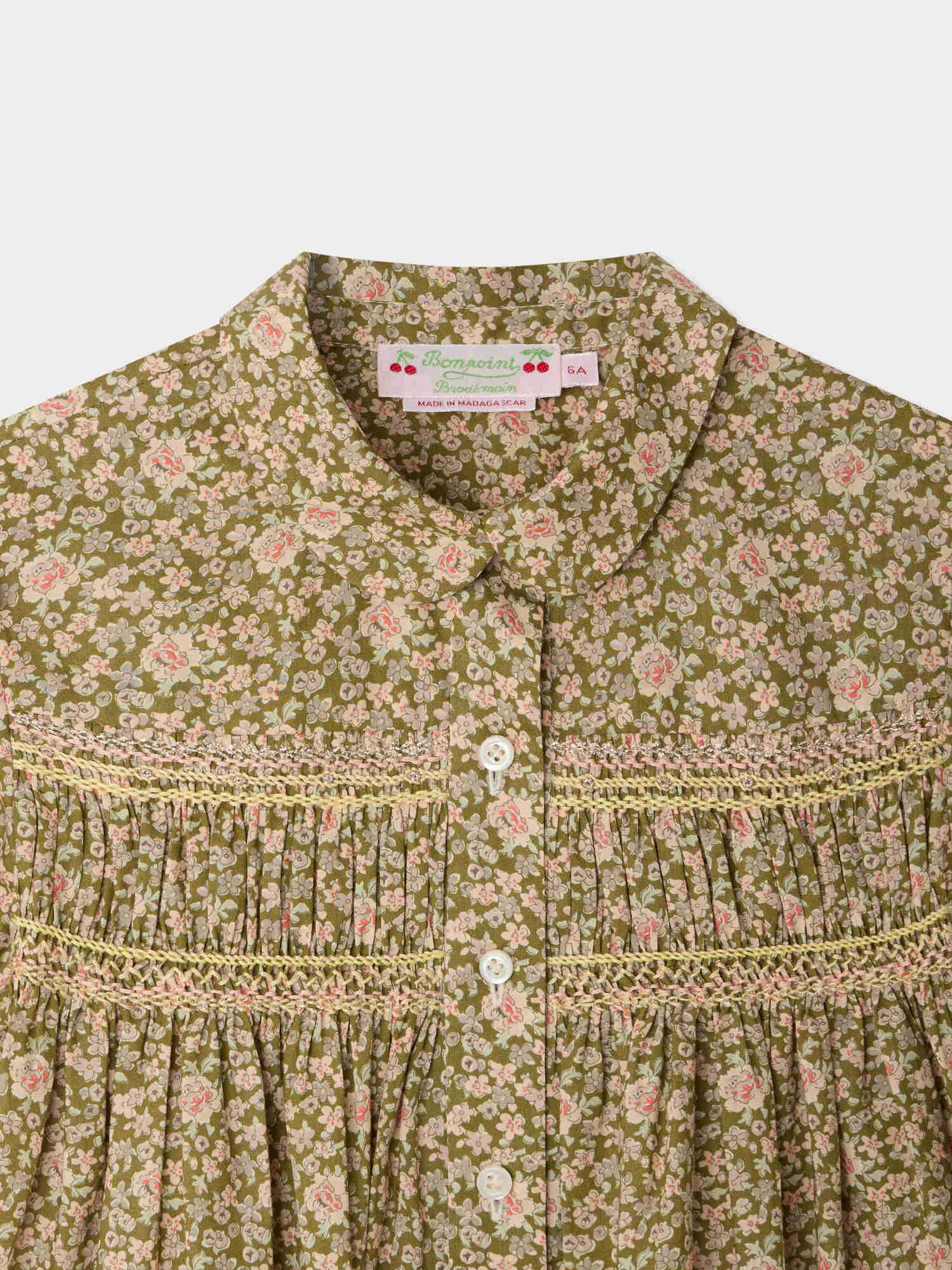 Laurence blouse smocked and hand-embroidered in Liberty organic cotton fabric - Image 3