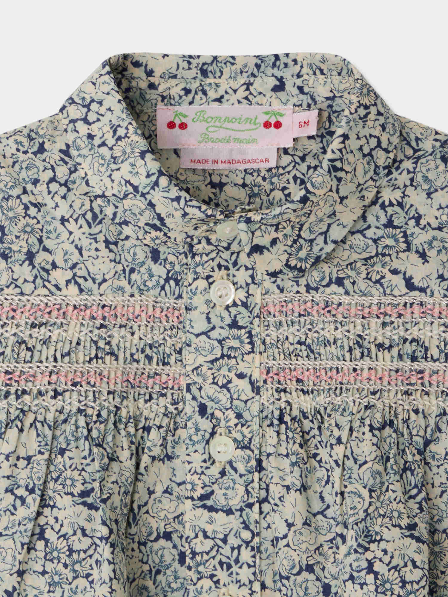 Laurencia smocked and hand-embroidered blouse in Liberty organic cotton fabric - Image 3