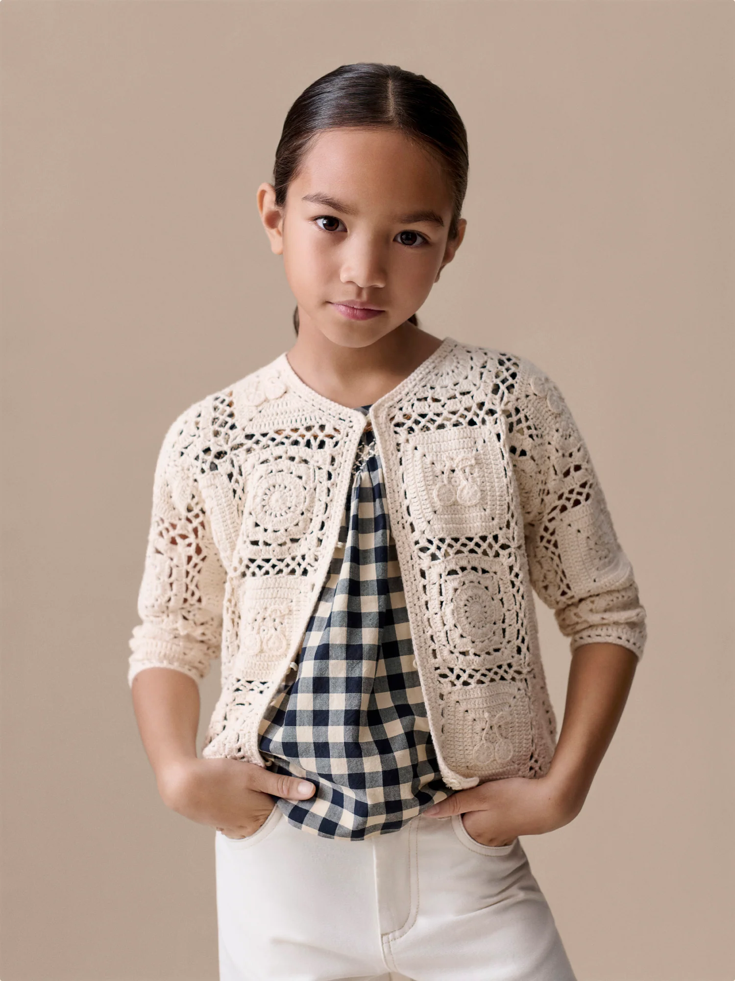 Lea-Marie hand-crocheted round neck cardigan