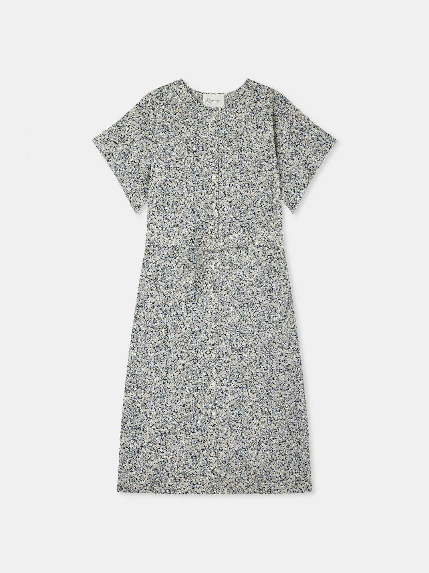 Leira dress with blue flowers in Liberty organic cotton fabric - Image 2