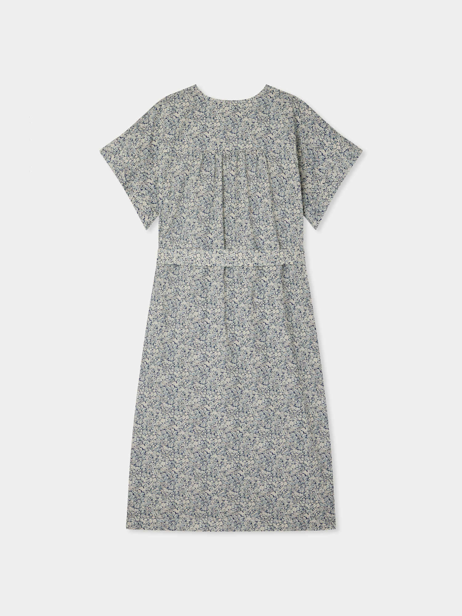 Leira dress with blue flowers in Liberty organic cotton fabric - Image 3