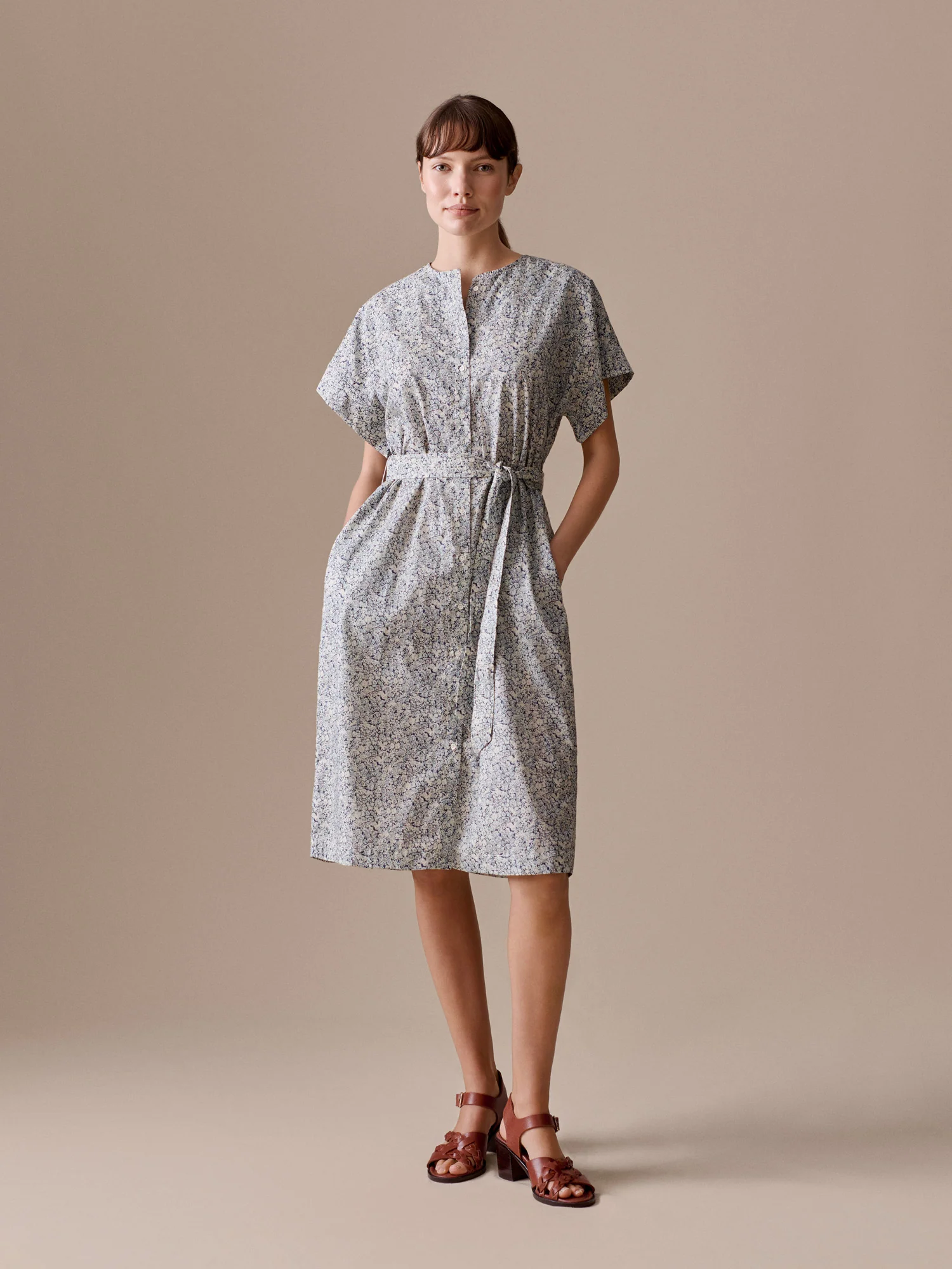 Leira dress with blue flowers in Liberty organic cotton fabric - Image 5
