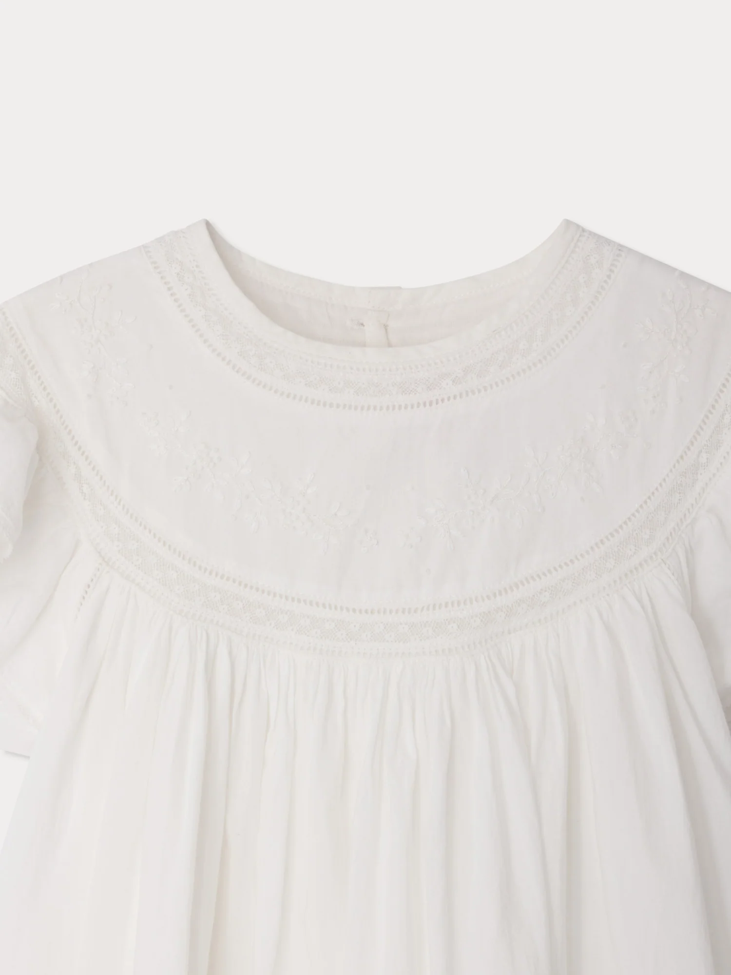 Leocardie dress hand-embroidered in organic cotton voile and Calais lace - Image 3