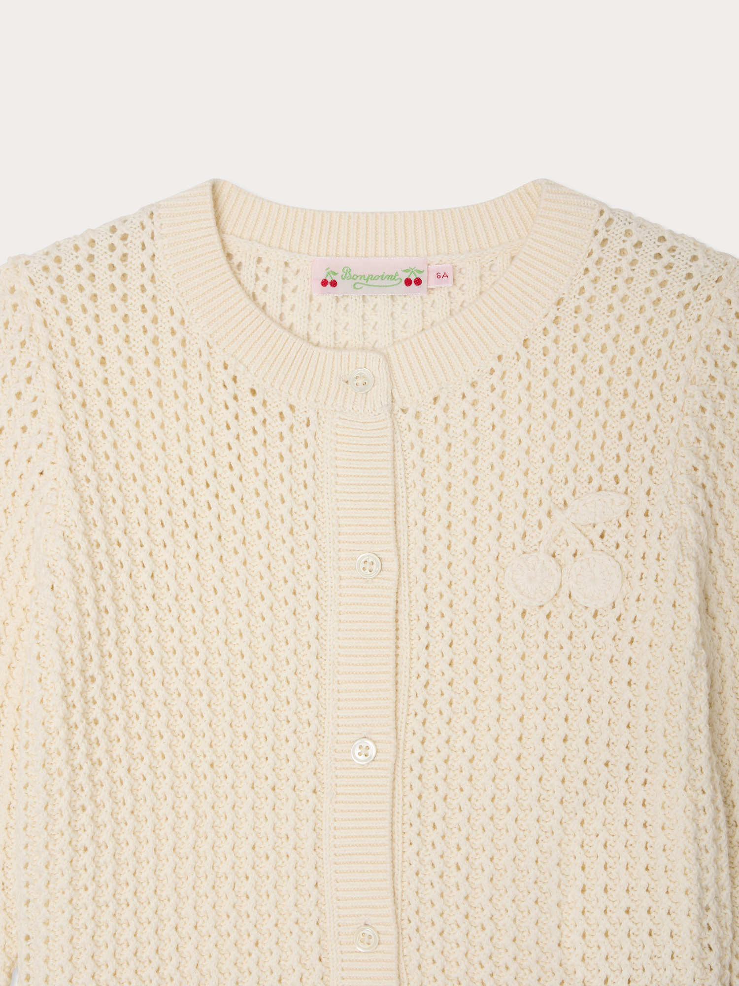 Leonita round neck cardigan in crochet and hand embroidered - Image 3