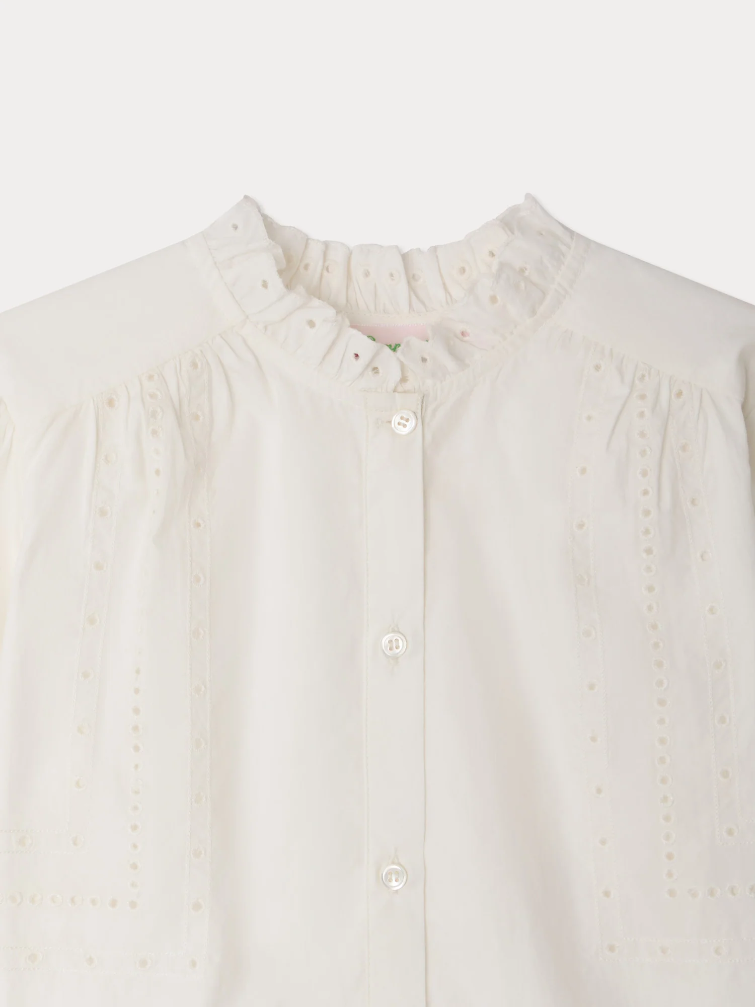 Letitia blouse in organic cotton poplin with contrasting embroidery - Image 3