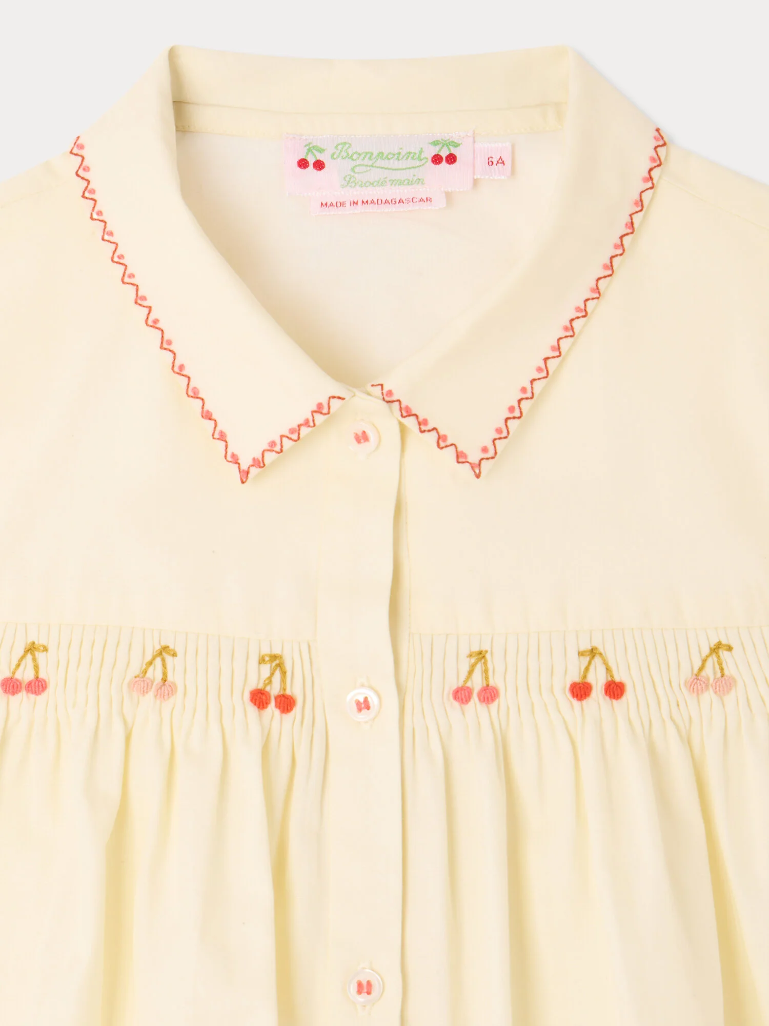 Lexi smocked and hand-embroidered blouse in organic cotton - Image 3