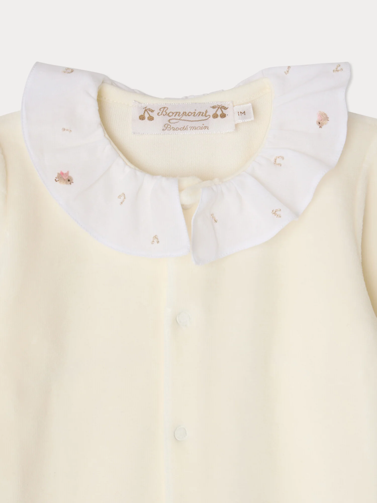 Lintina velvet pyjamas with hand-embroidered bird collar - Image 3