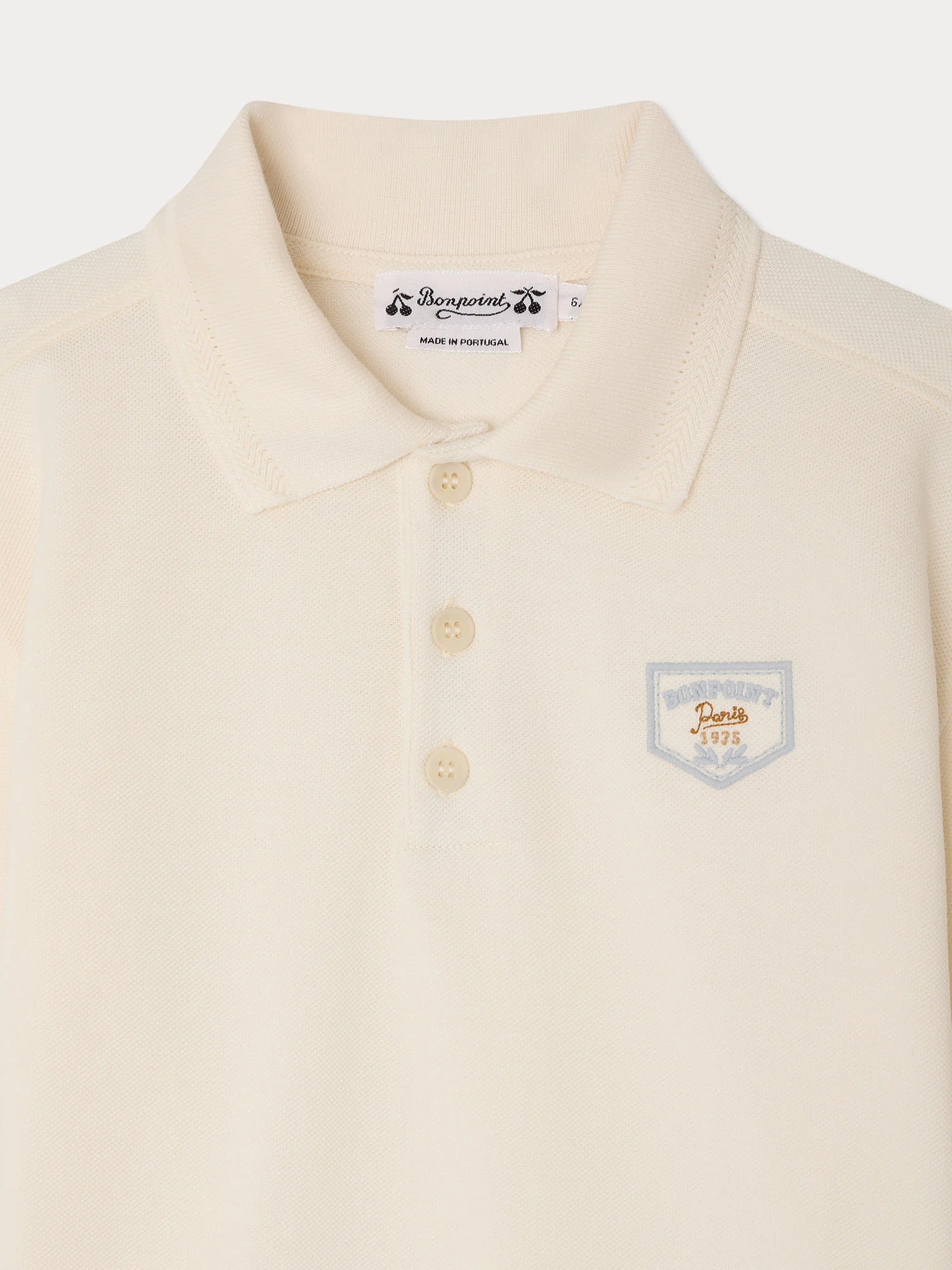 Lorris polo shirt embroidered in organic cotton milky white - Image 3