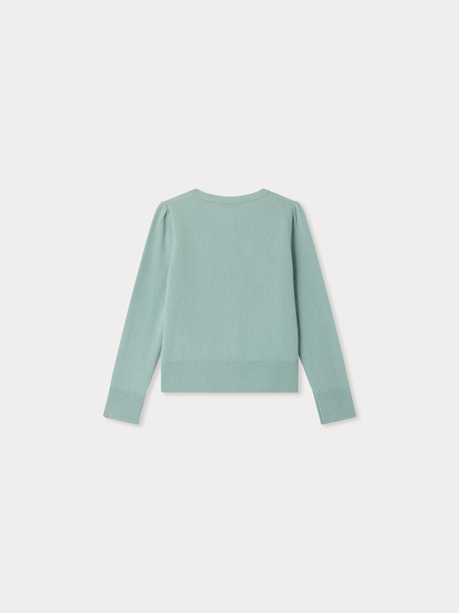 Louella cardigan with round neck and hand-embroidered beaded flowers in cashmere - Image 2