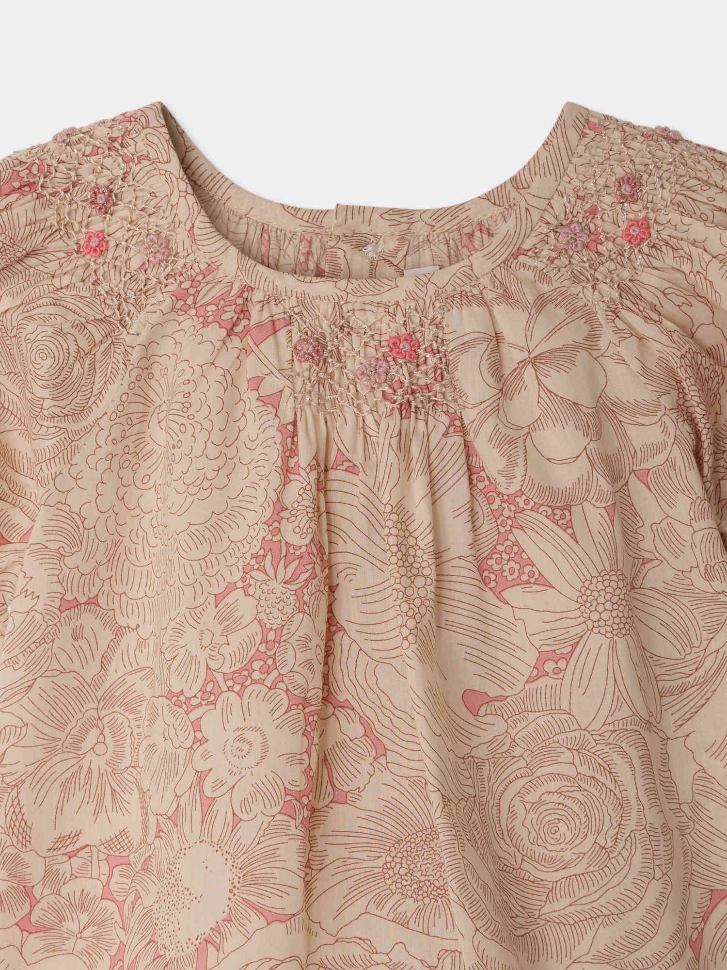 Lucia dress smocked and hand-embroidered in Liberty organic cotton fabric - Image 3