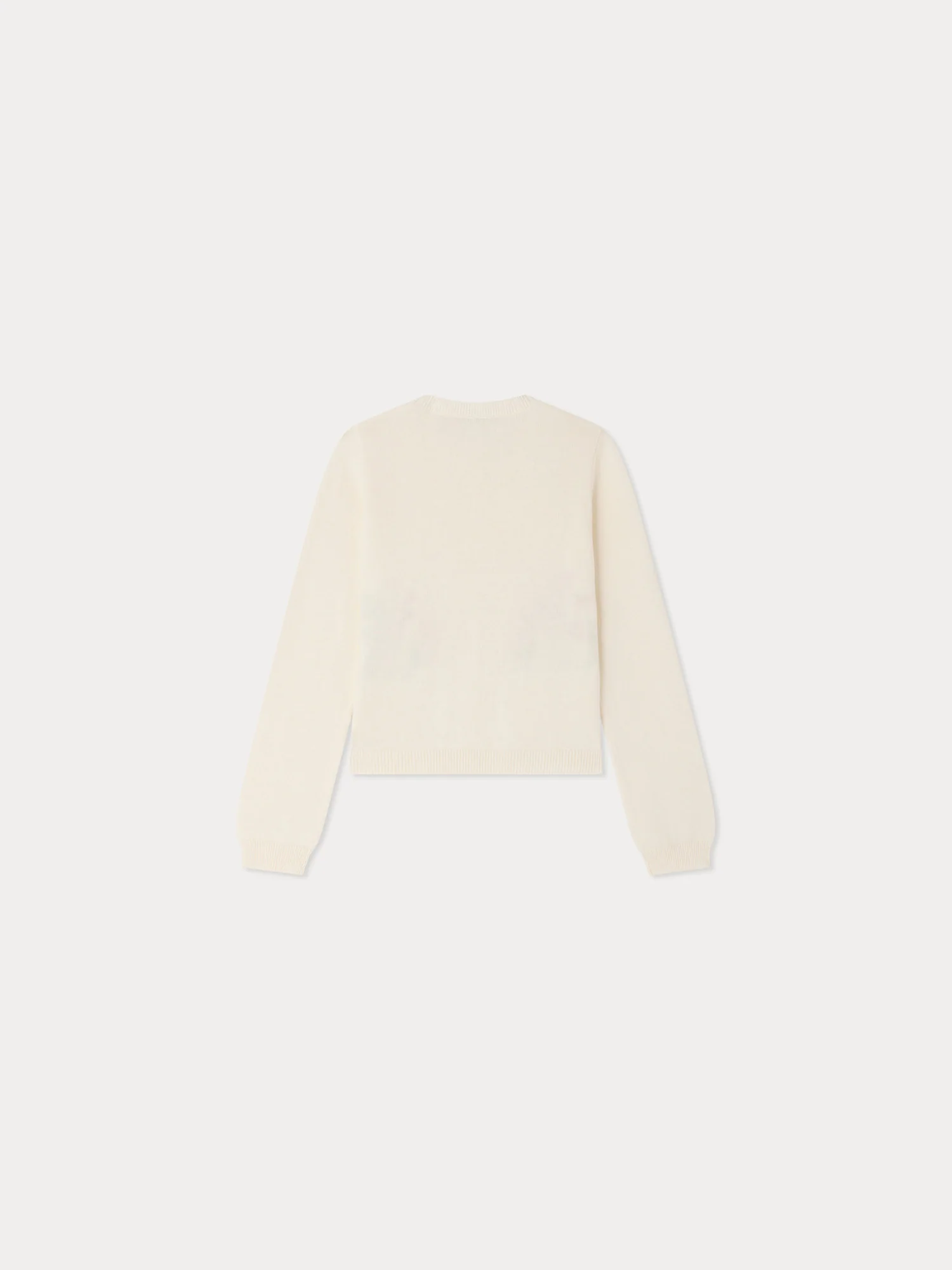 Lucila cardigan with round neck and hand-embroidered flowers in organic cotton and cashmere - Image 2