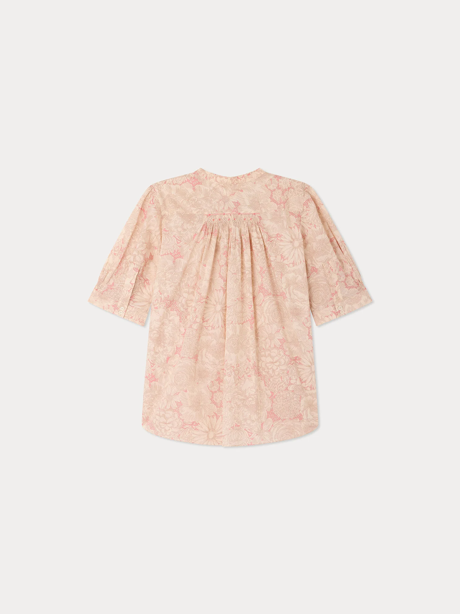 Lucy smocked and hand-embroidered blouse in Liberty organic cotton fabric - Image 3