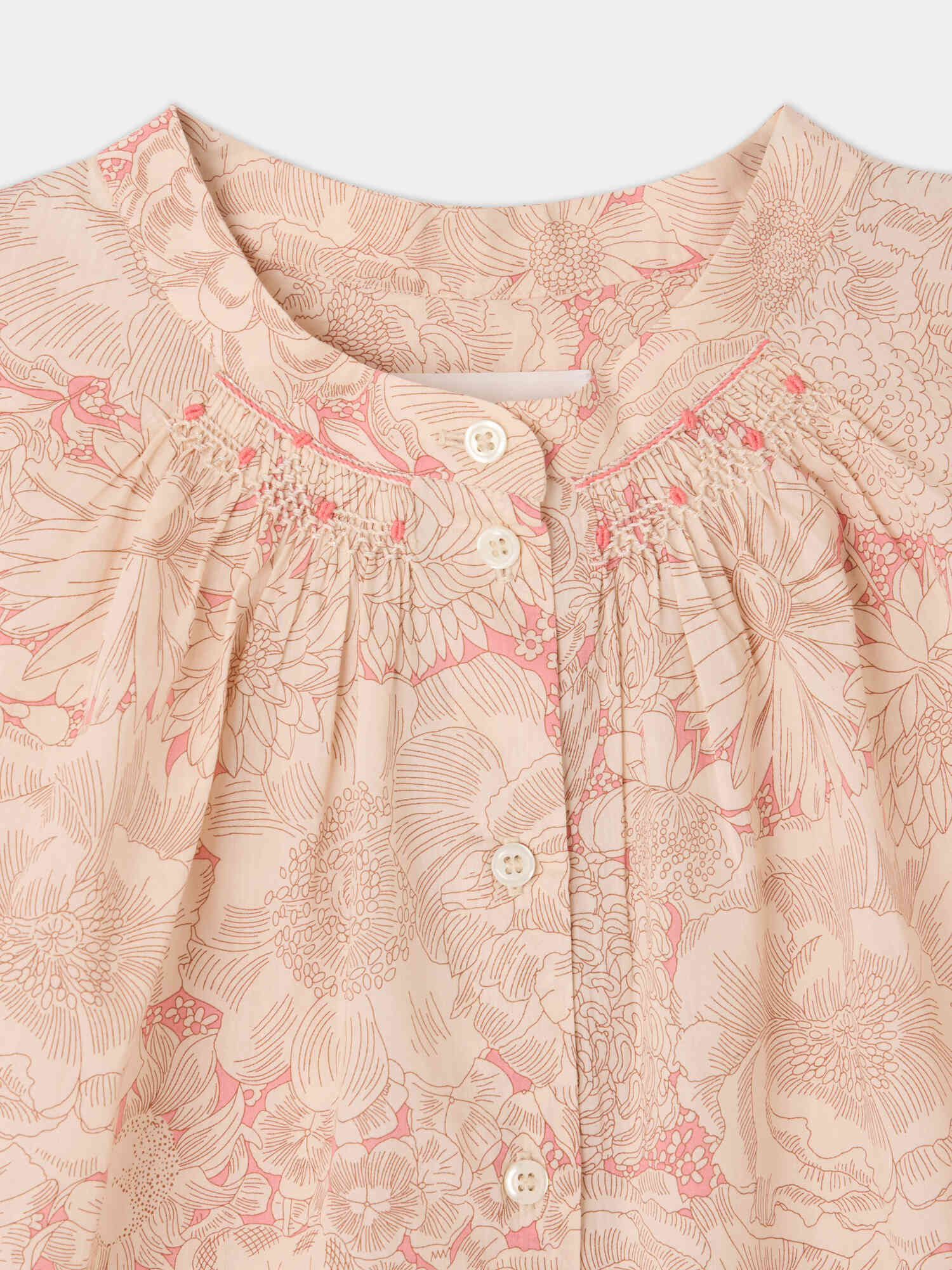 Lucy smocked and hand-embroidered blouse in Liberty organic cotton fabric - Image 4