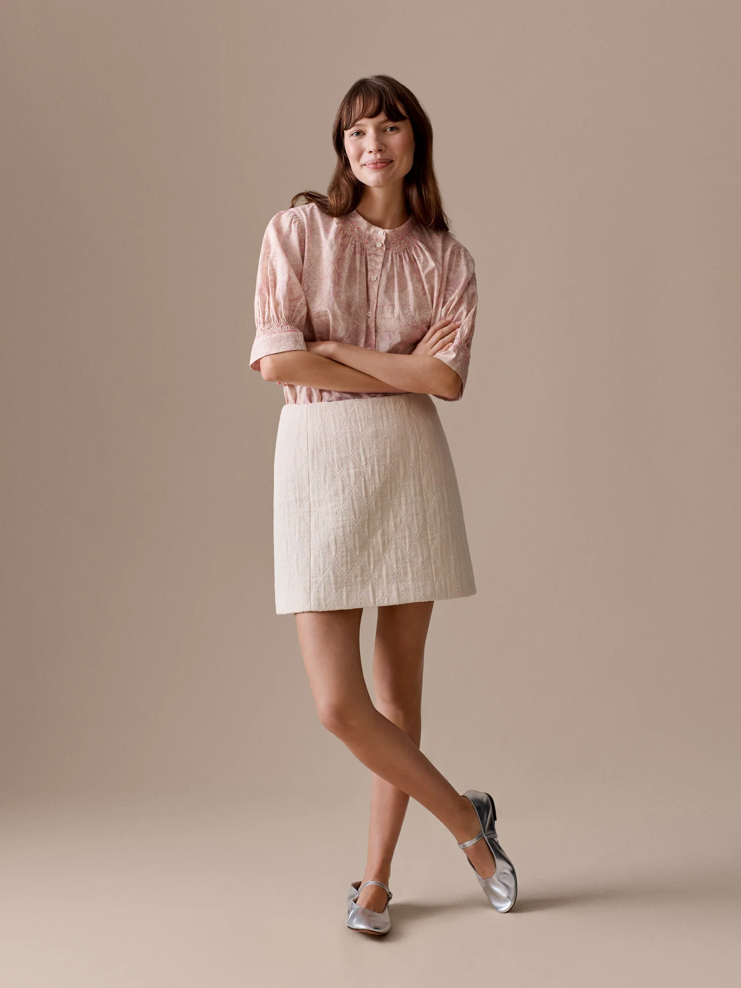 Lucy smocked and hand-embroidered blouse in Liberty organic cotton fabric - Image 5