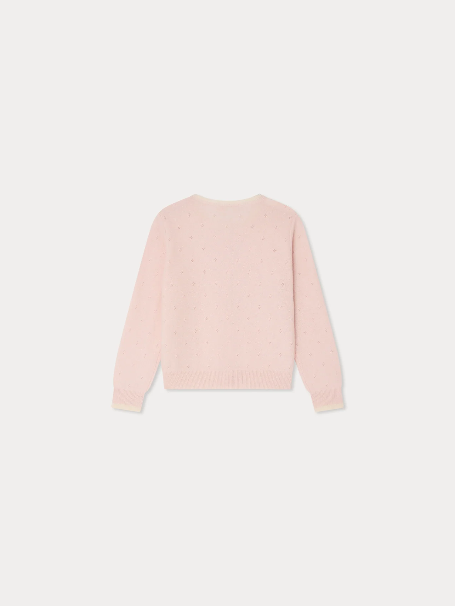 Luella cardigan with round neck and pointelle knit in cashmere - Image 3
