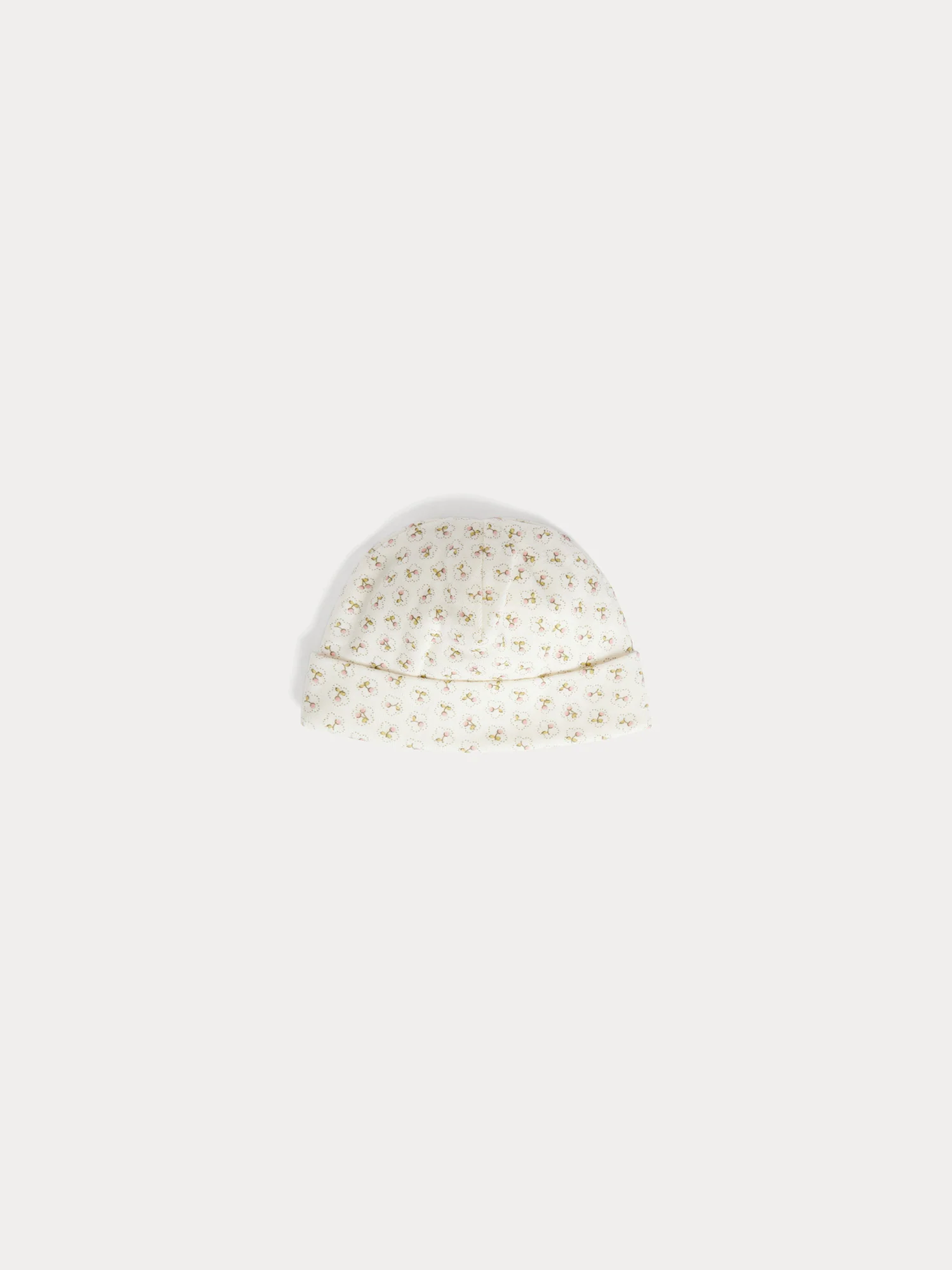Lyann beanie with cherry print in organic cotton