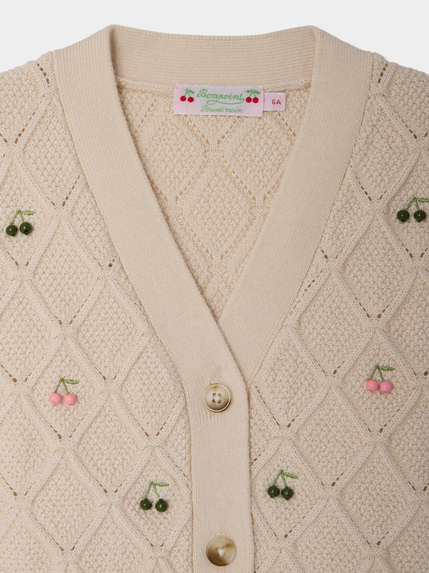 Lys V-neck cardigan with cherry embroidery - Image 3