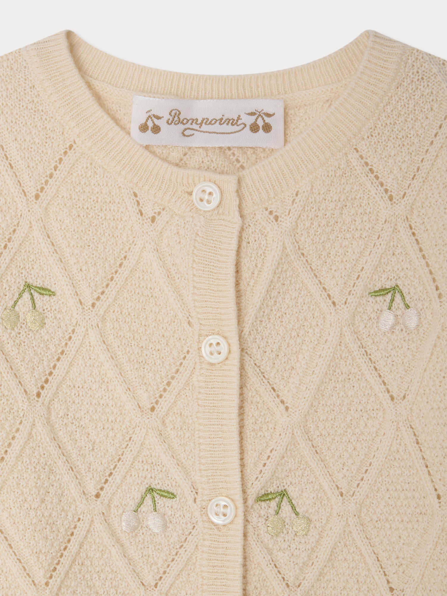Lysandra cardigan with round neck and cherry embroidery - Image 3