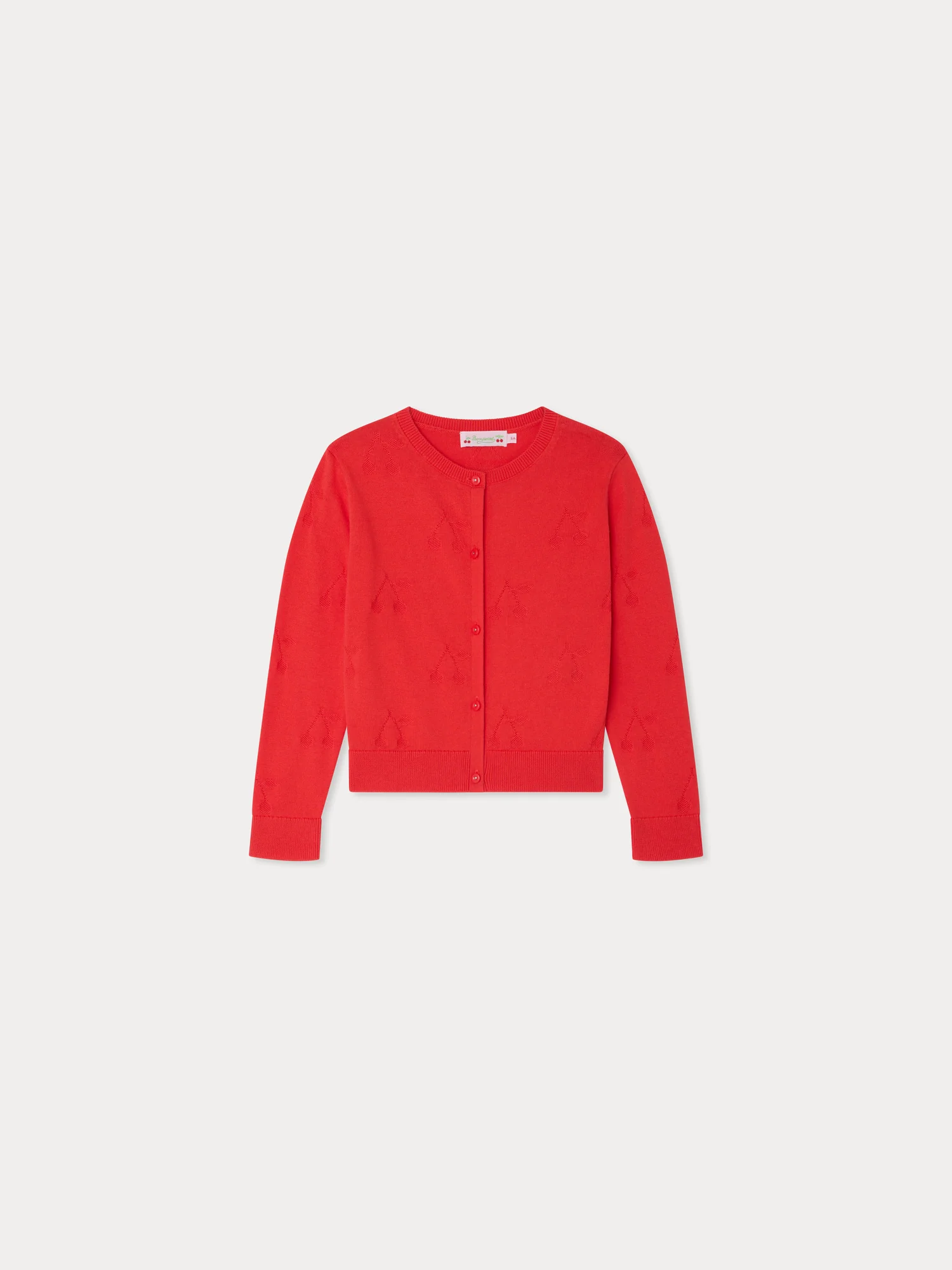 Lysia cardigan with a fancy cherry knit in organic cotton