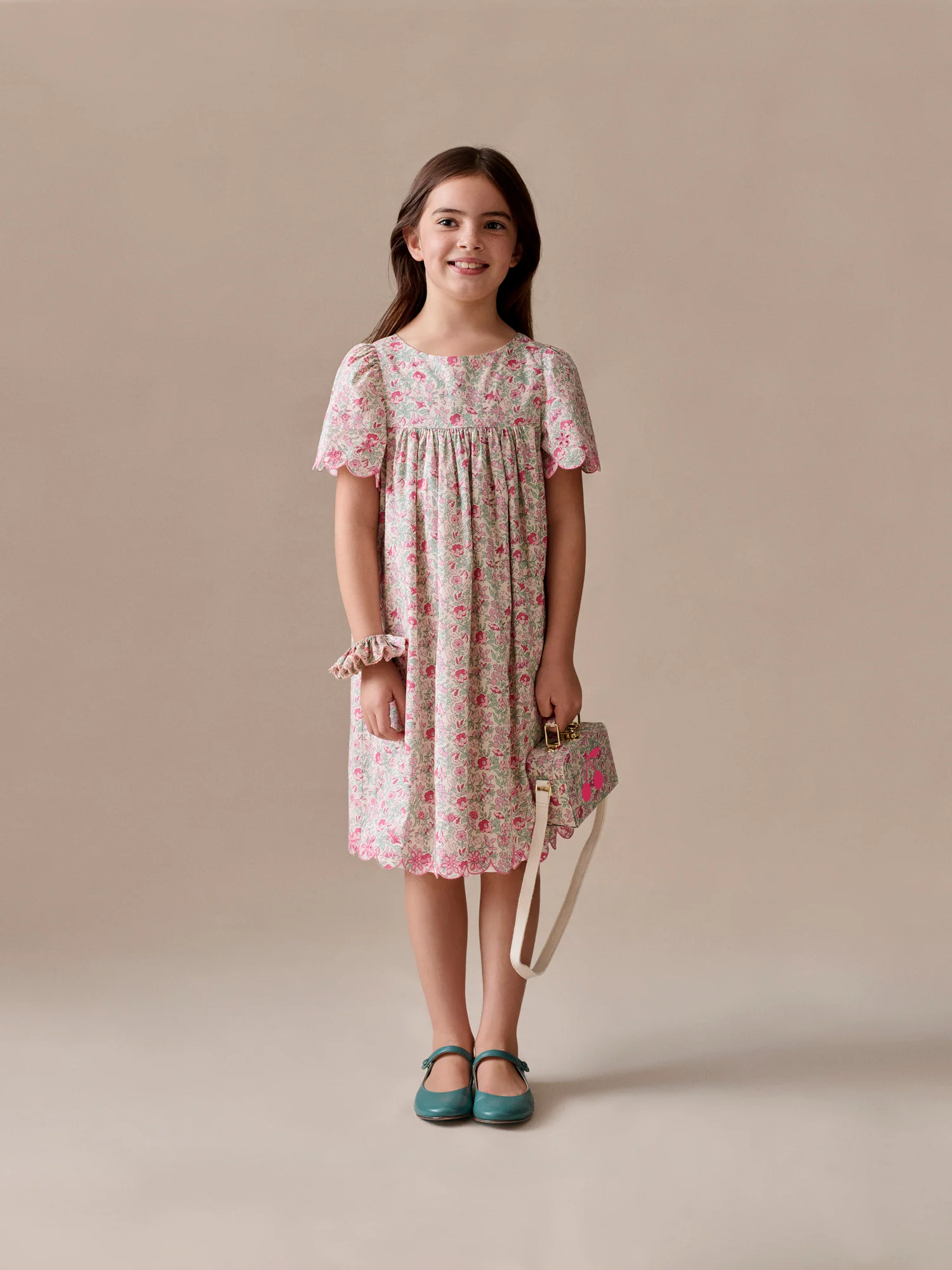 Lysiane dress with English embroidery in Liberty organic cotton fabric