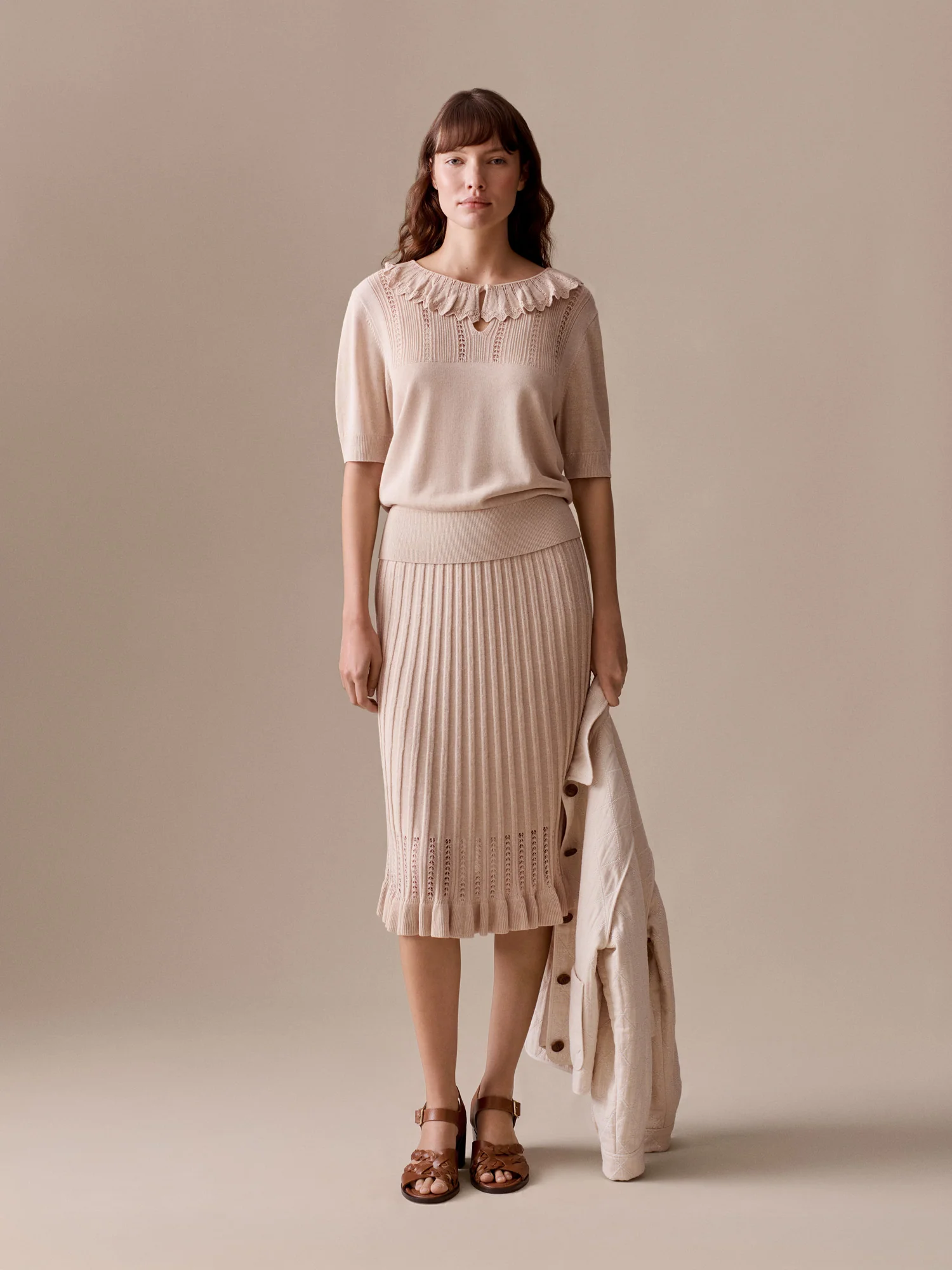 Lysias sweater with ruffles and pointelle knit - Image 5