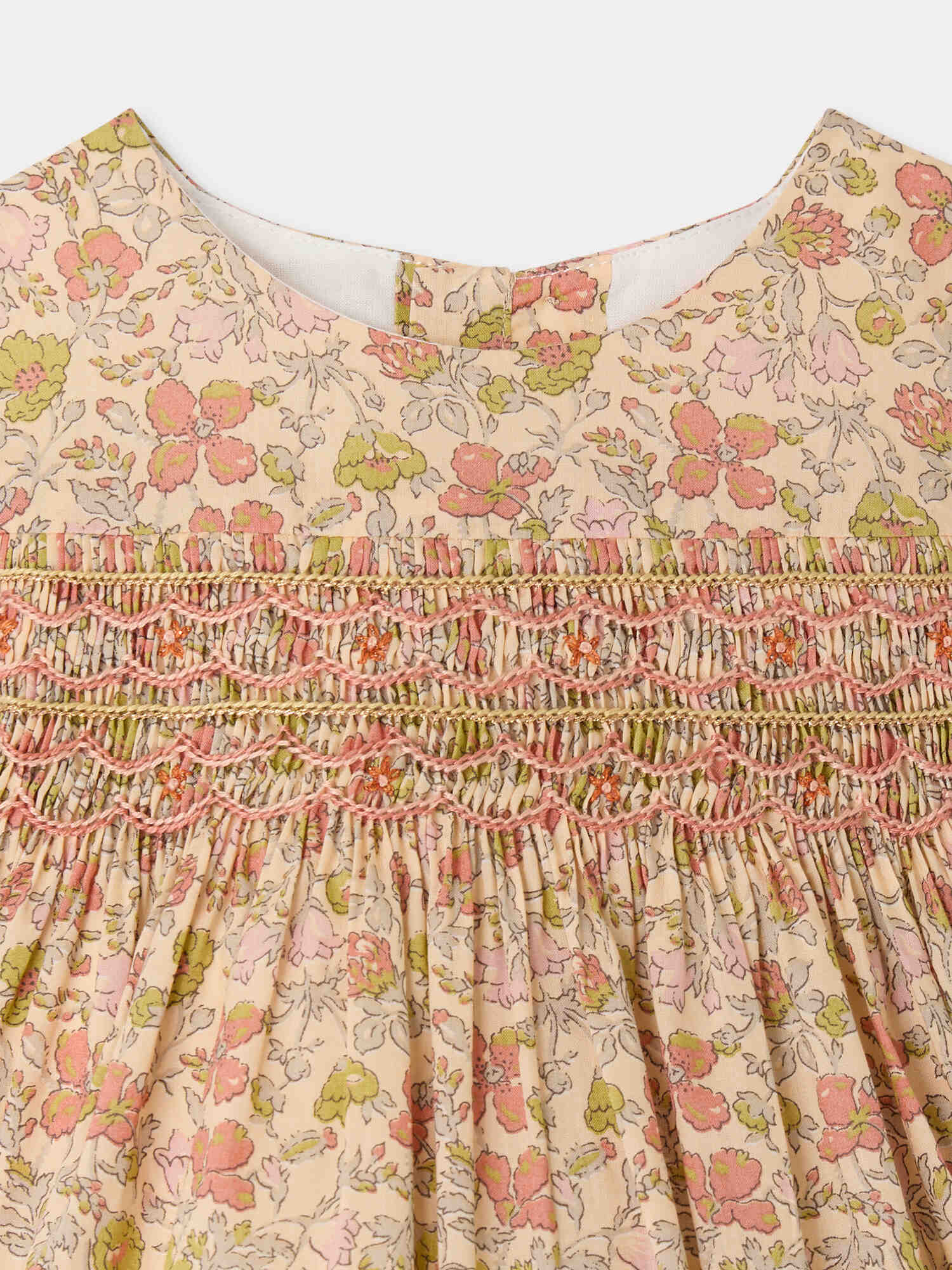 Maruska baby dress in Liberty fabric smocked and hand-embroidered in organic cotton - Image 3