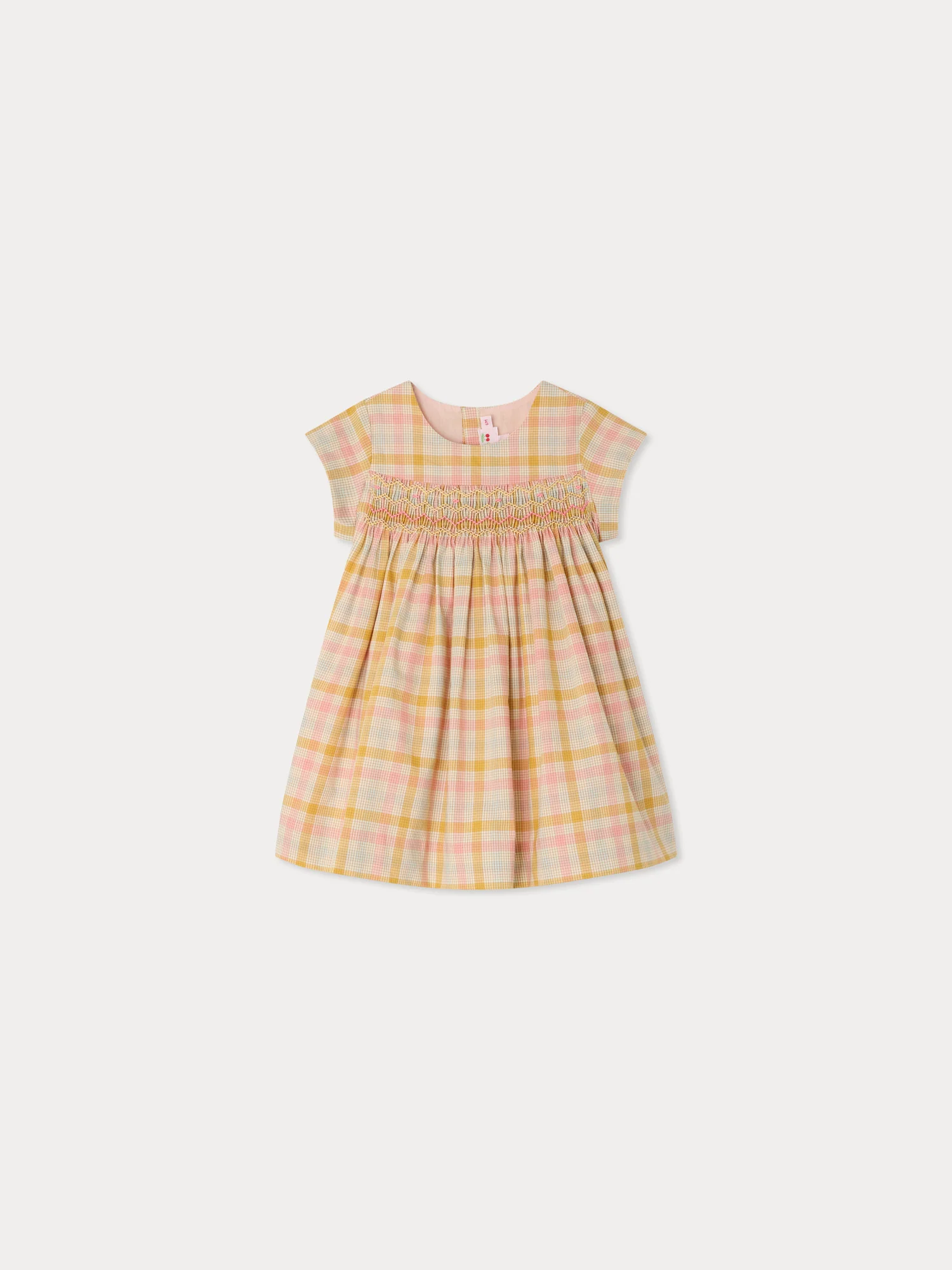 Maruska smocked and hand-embroidered dress in organic cotton