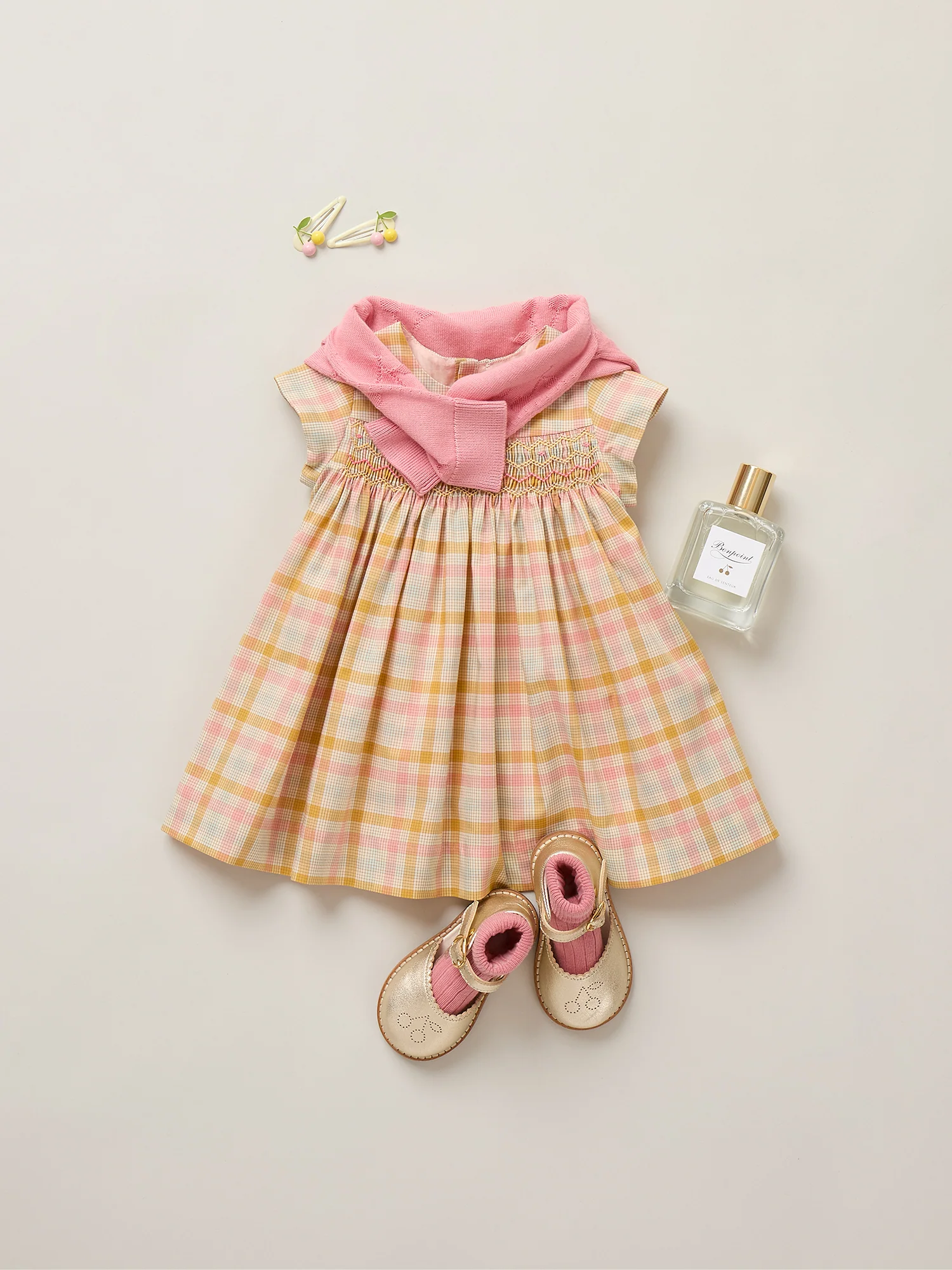Maruska smocked and hand-embroidered dress in organic cotton - Image 2
