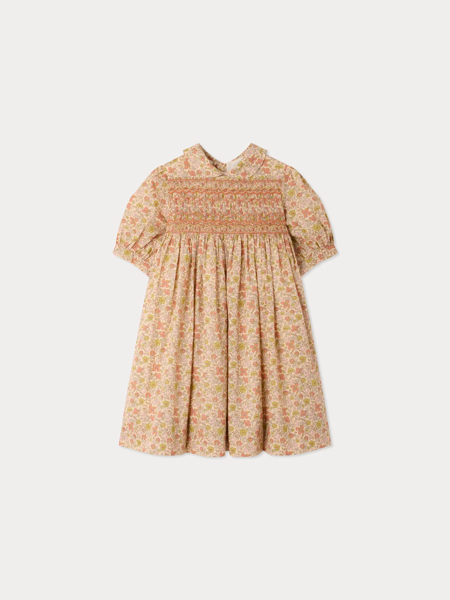 Melodia dress in Liberty fabric smocked and hand-embroidered in organic cotton - Image 2
