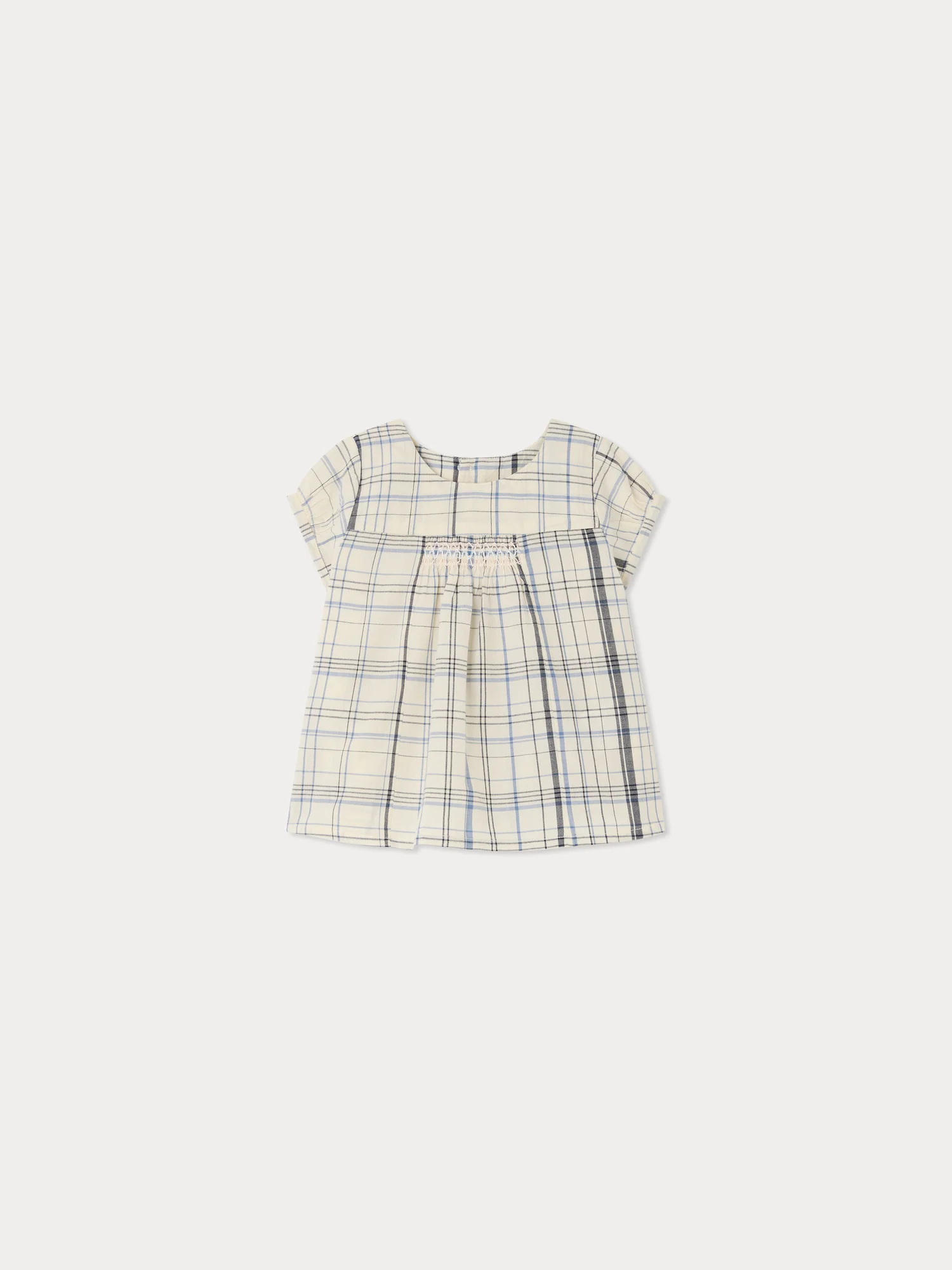 Nizon smocked checked blouse