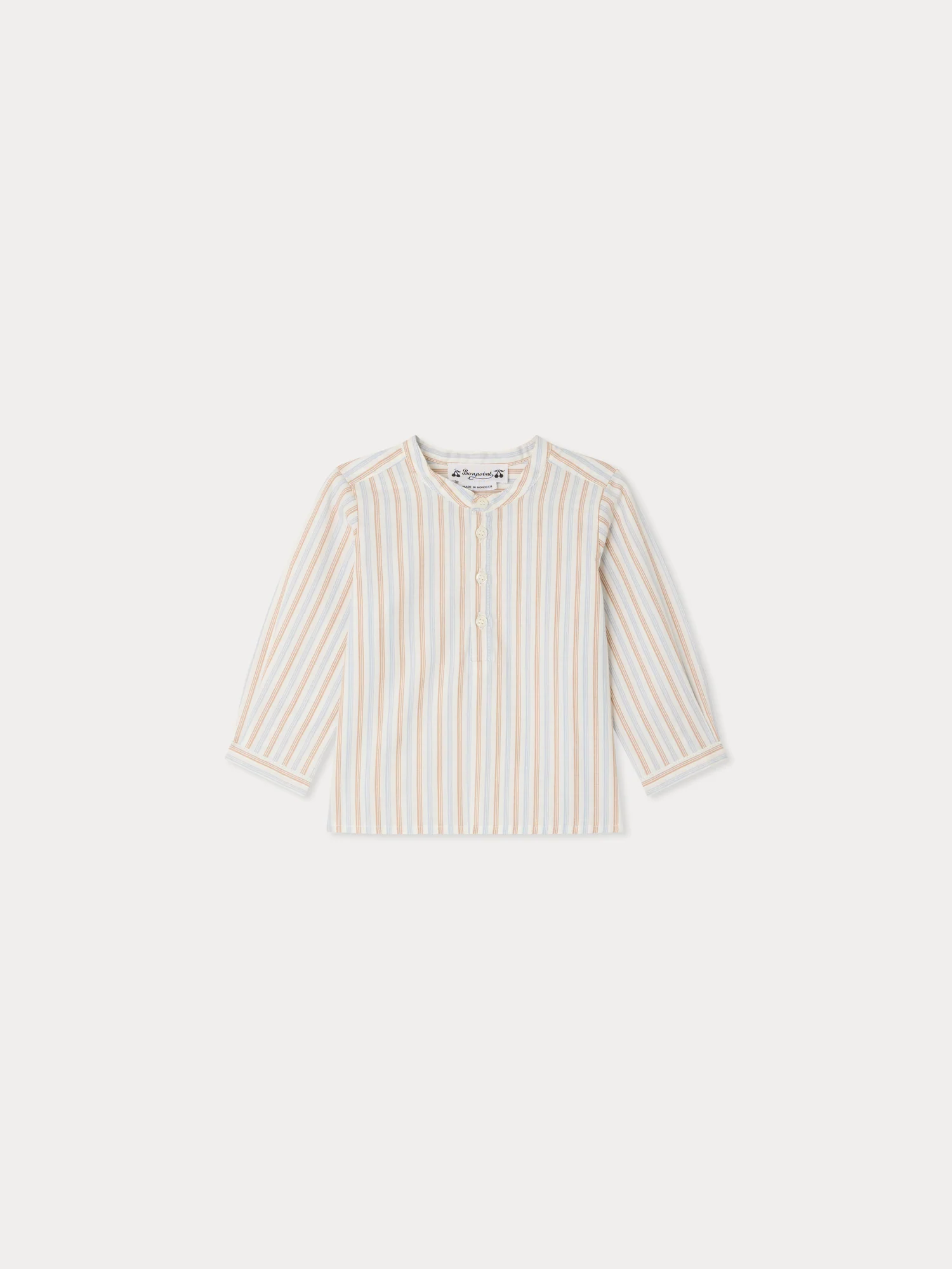 Polisson striped mandarin collar shirt in organic cotton - Image 2