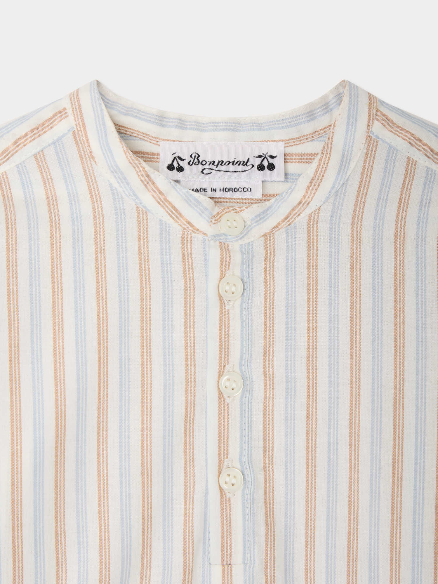 Polisson striped mandarin collar shirt in organic cotton - Image 4