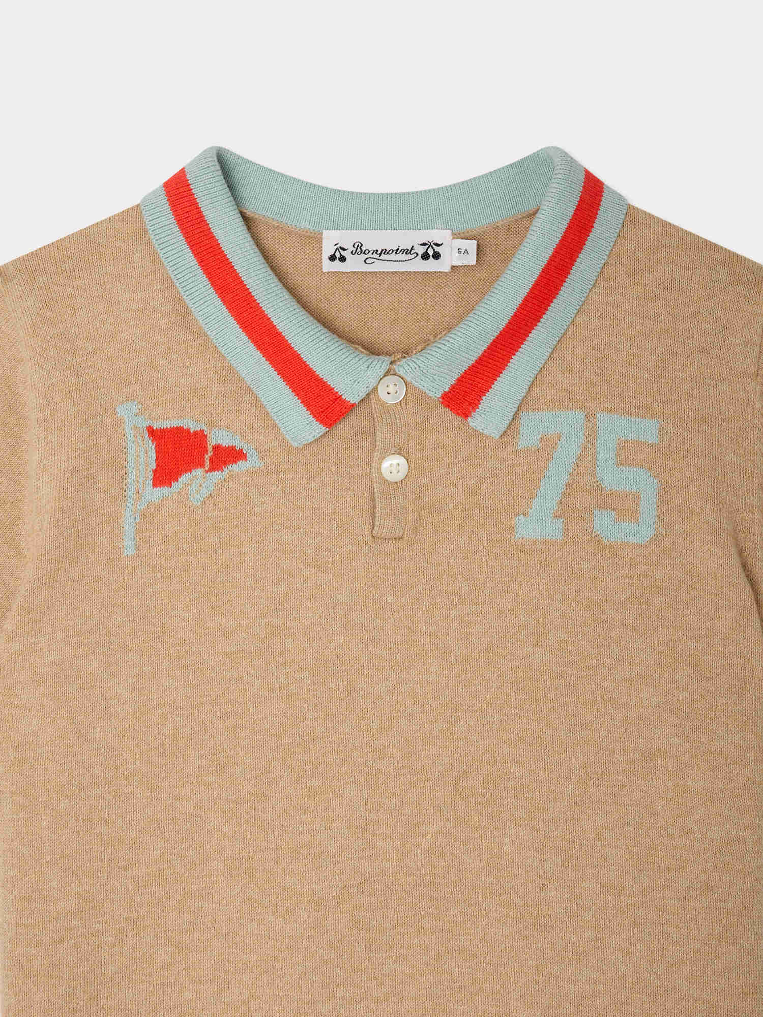 Polo Loyal with inlay 75 flag in heather beige - Image 4
