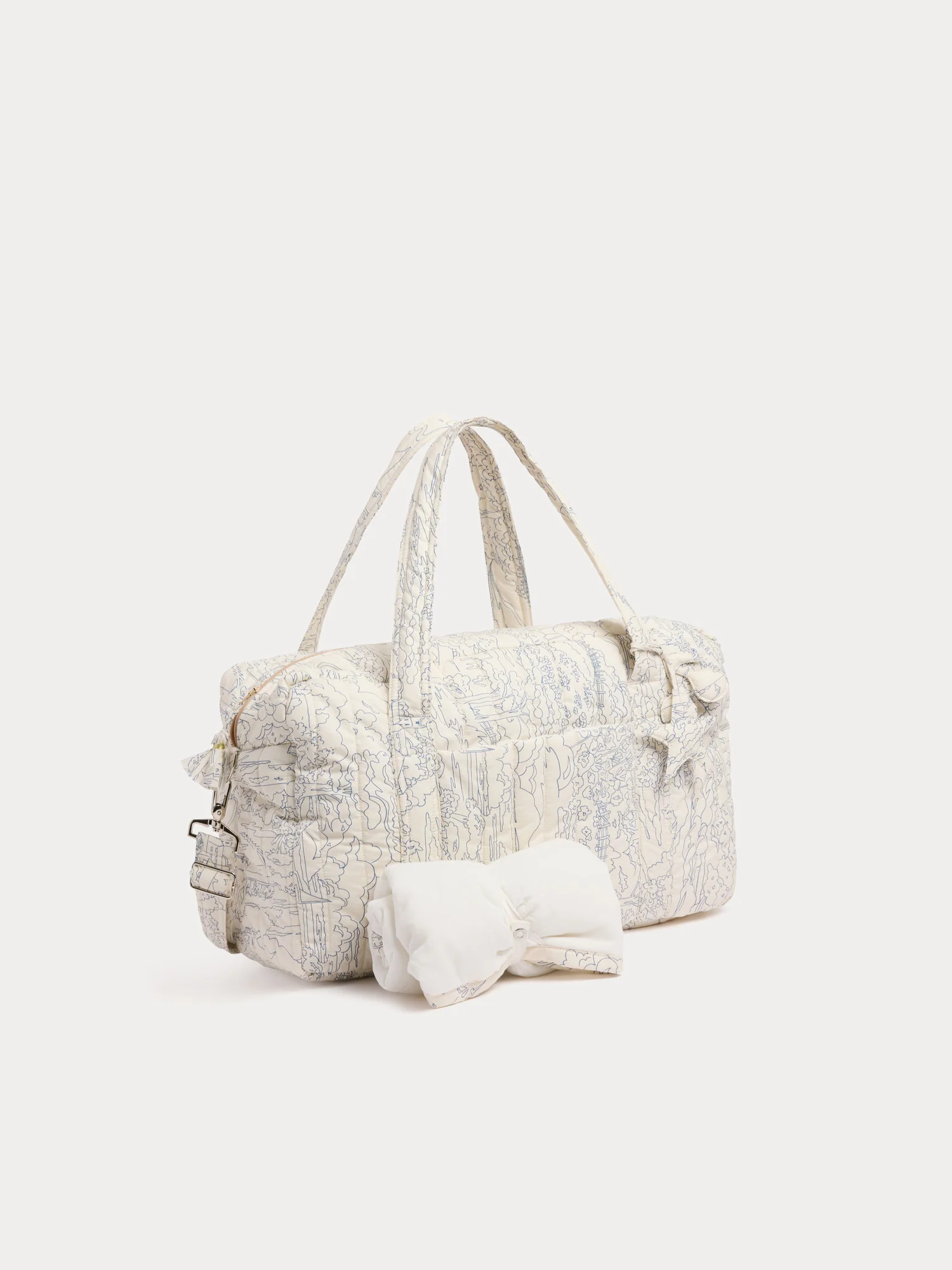 Quilted Piou blue changing bag in Liberty organic cotton fabric - Image 3