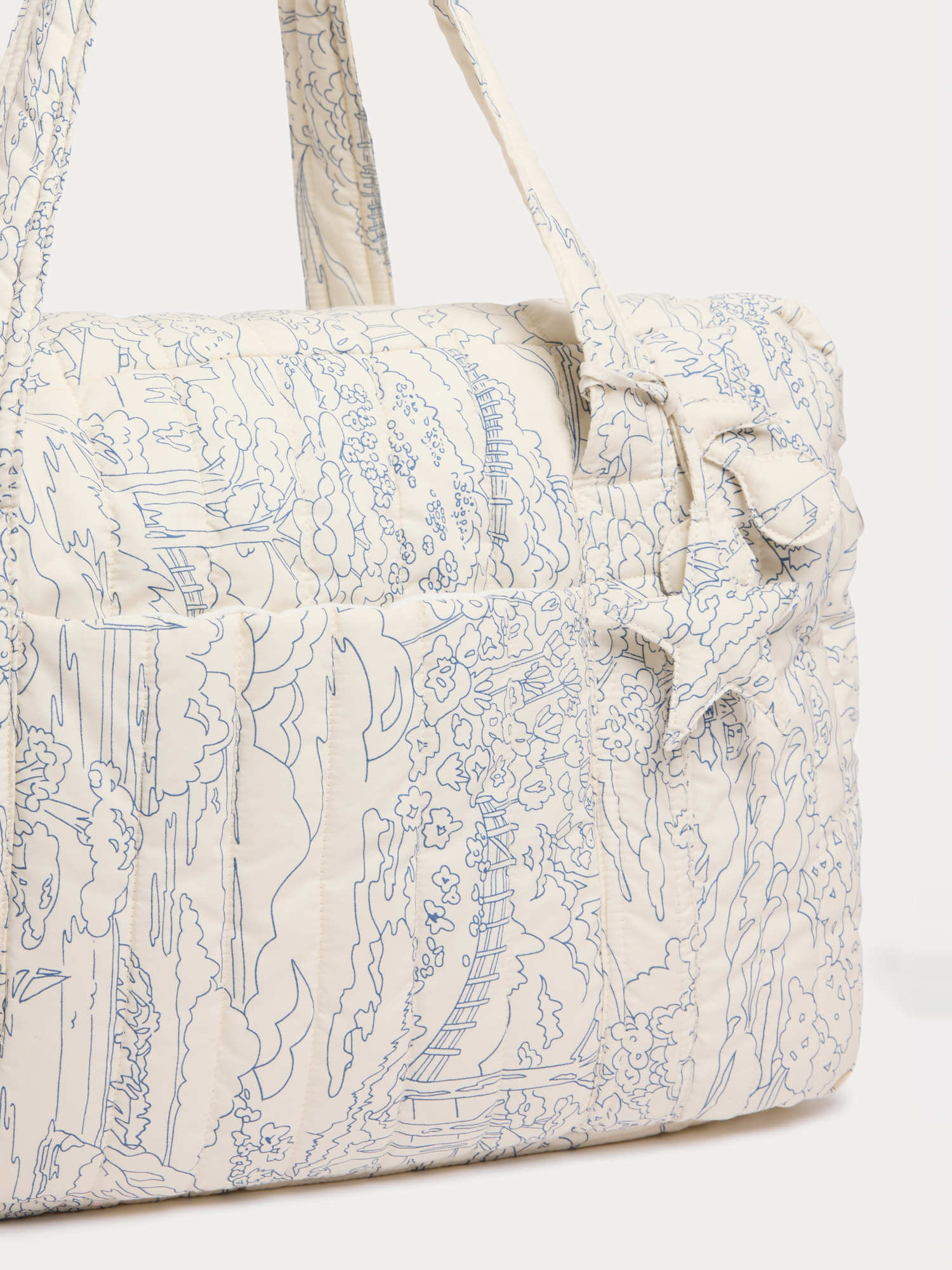 Quilted Piou blue changing bag in Liberty organic cotton fabric - Image 4