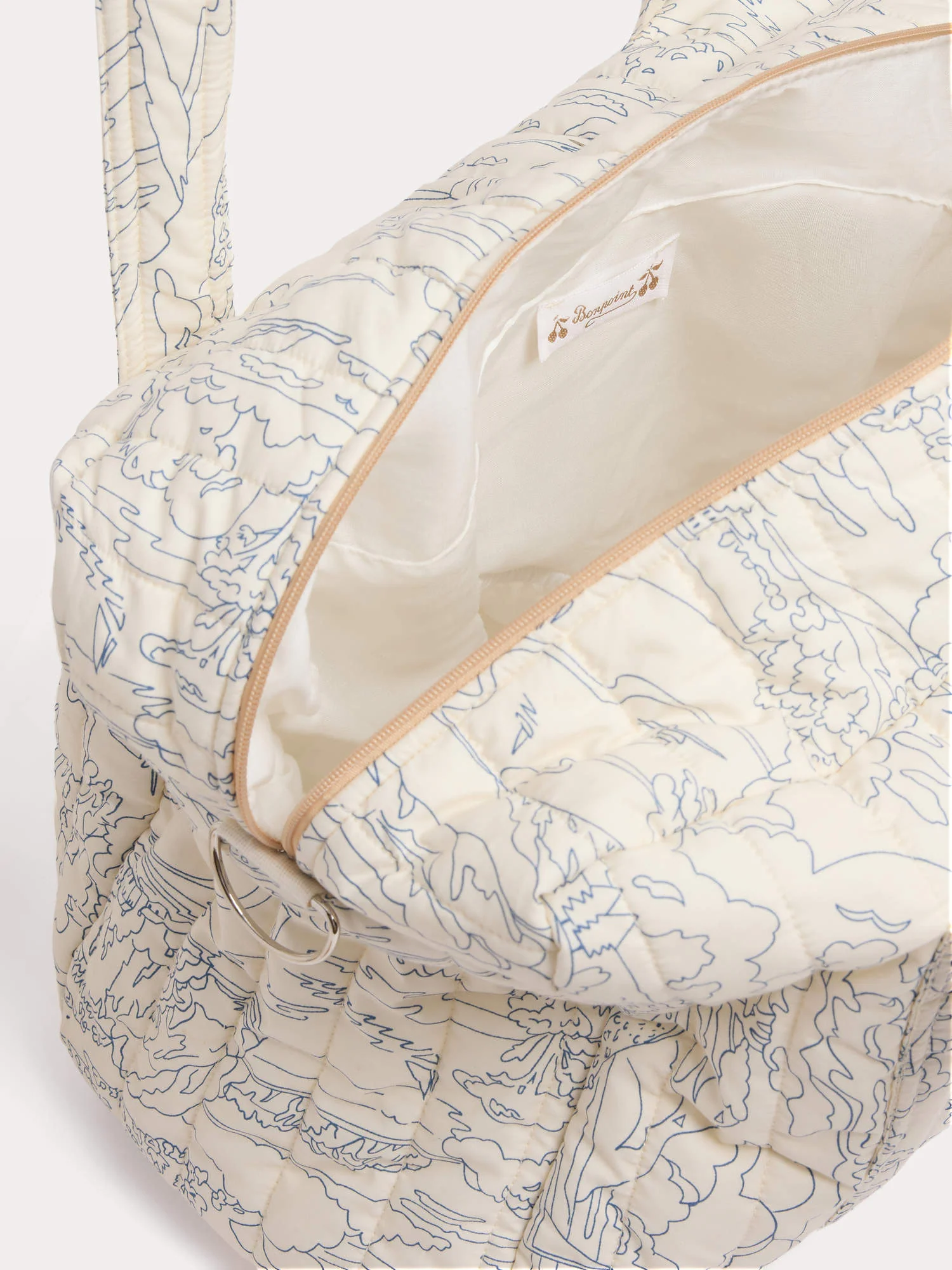 Quilted Piou blue changing bag in Liberty organic cotton fabric - Image 5